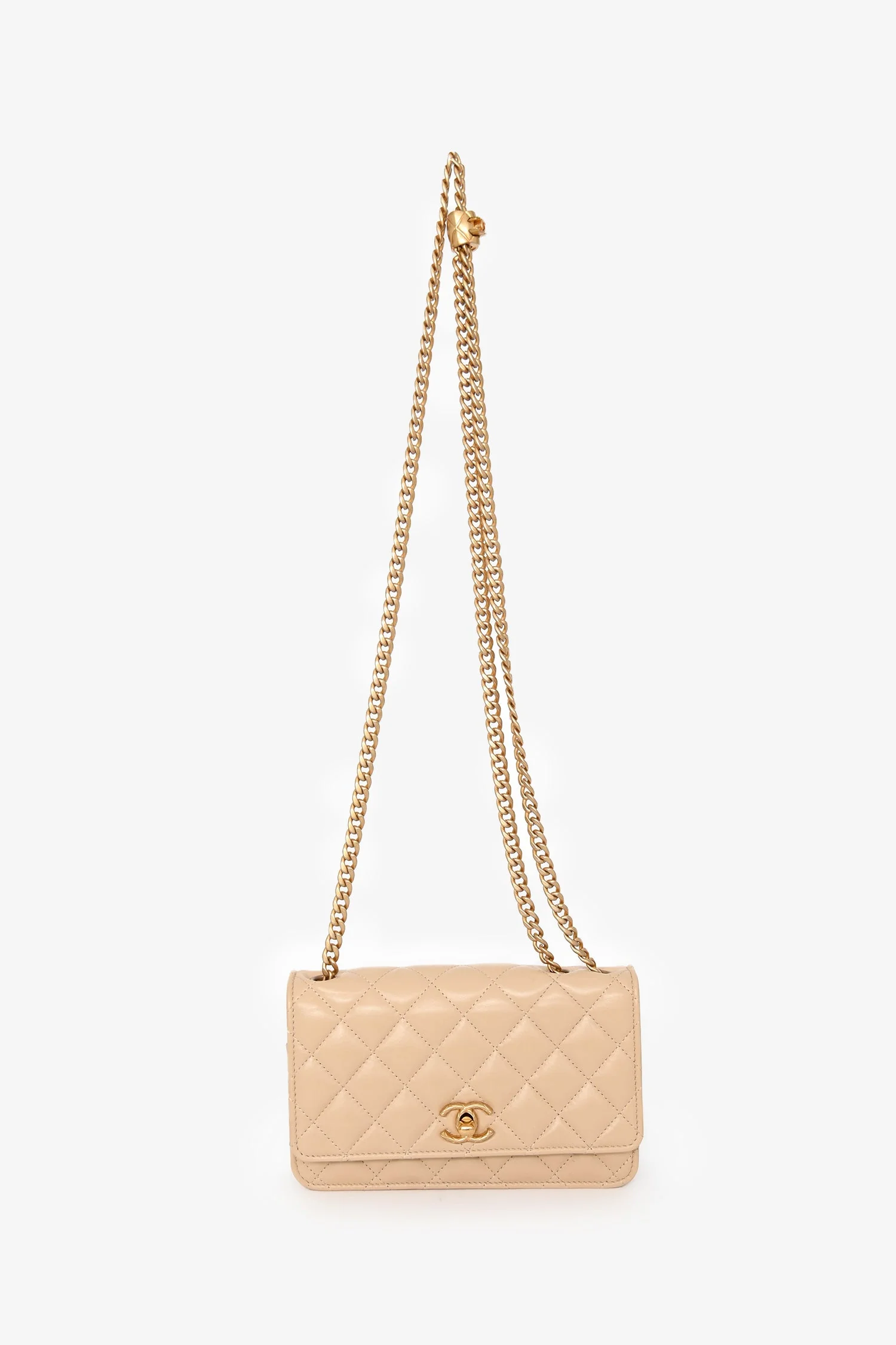 Chanel™ Beige Lambskin Leather 'All Slide' Wallet on Chain - Image 7