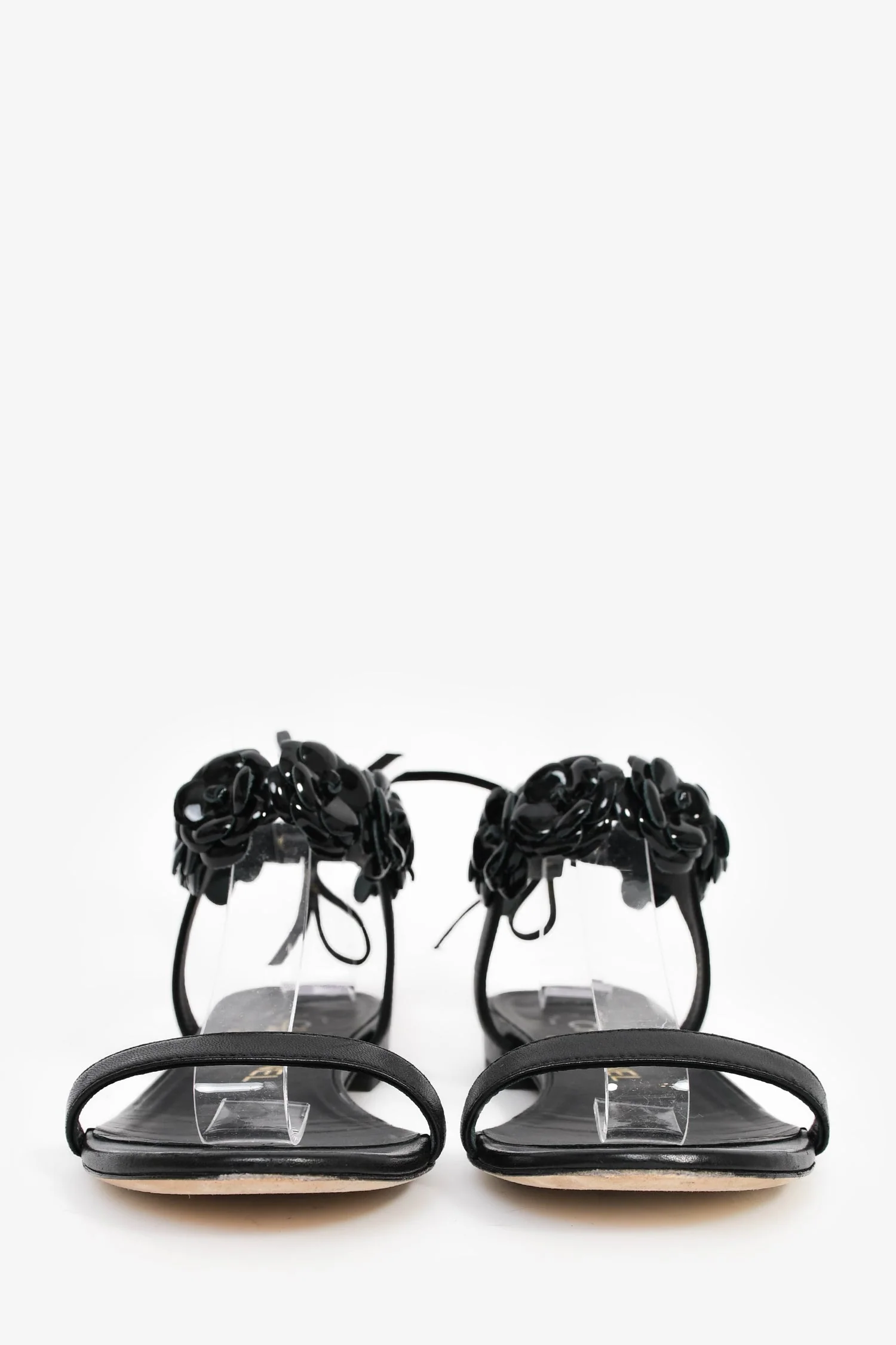 Pre-Loved Chanel™ Black Camellia Detail Jelly Sandals Size 36 - Image 3