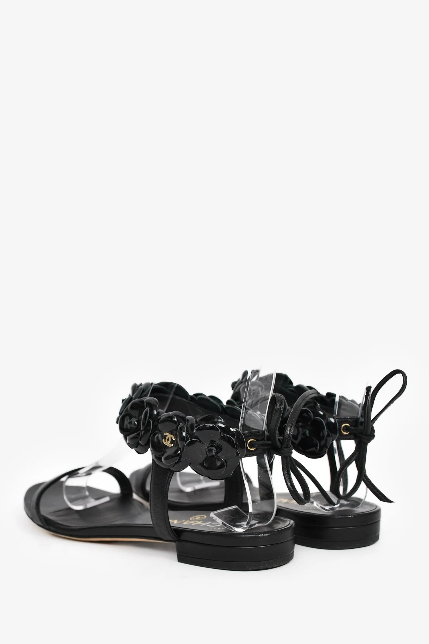 Pre-Loved Chanel™ Black Camellia Detail Jelly Sandals Size 36 - Image 5