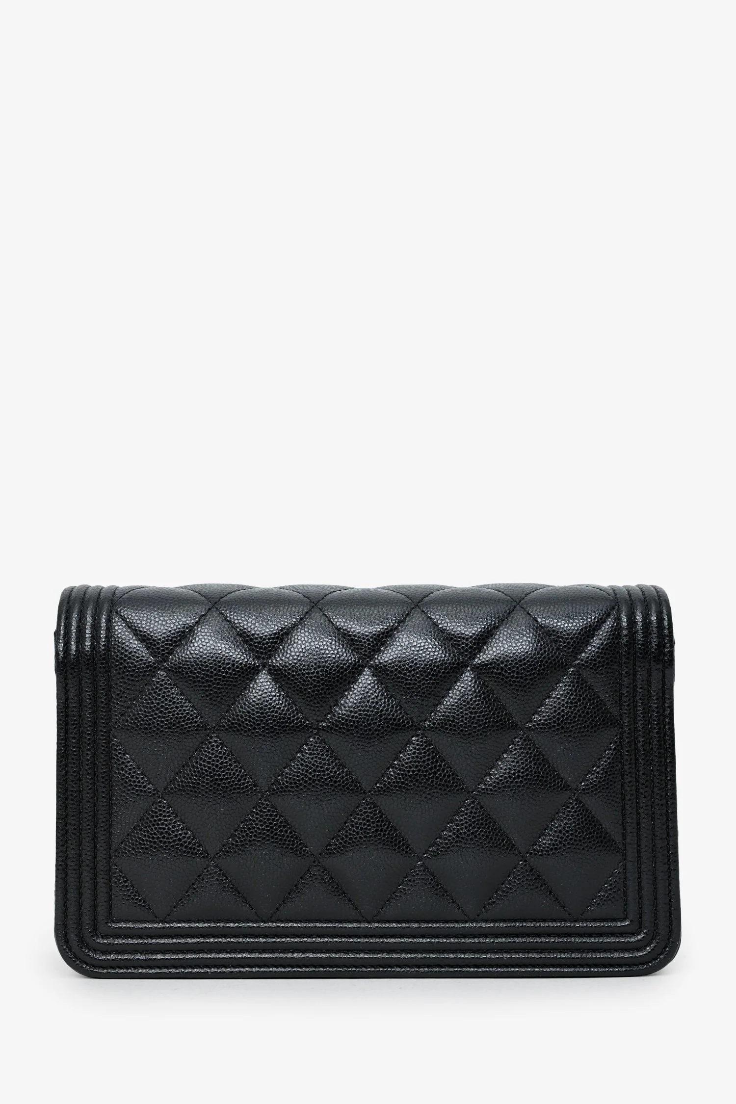 Pre-Loved Chanel™ Black Caviar CC Boy Wallet On Chain - Image 2