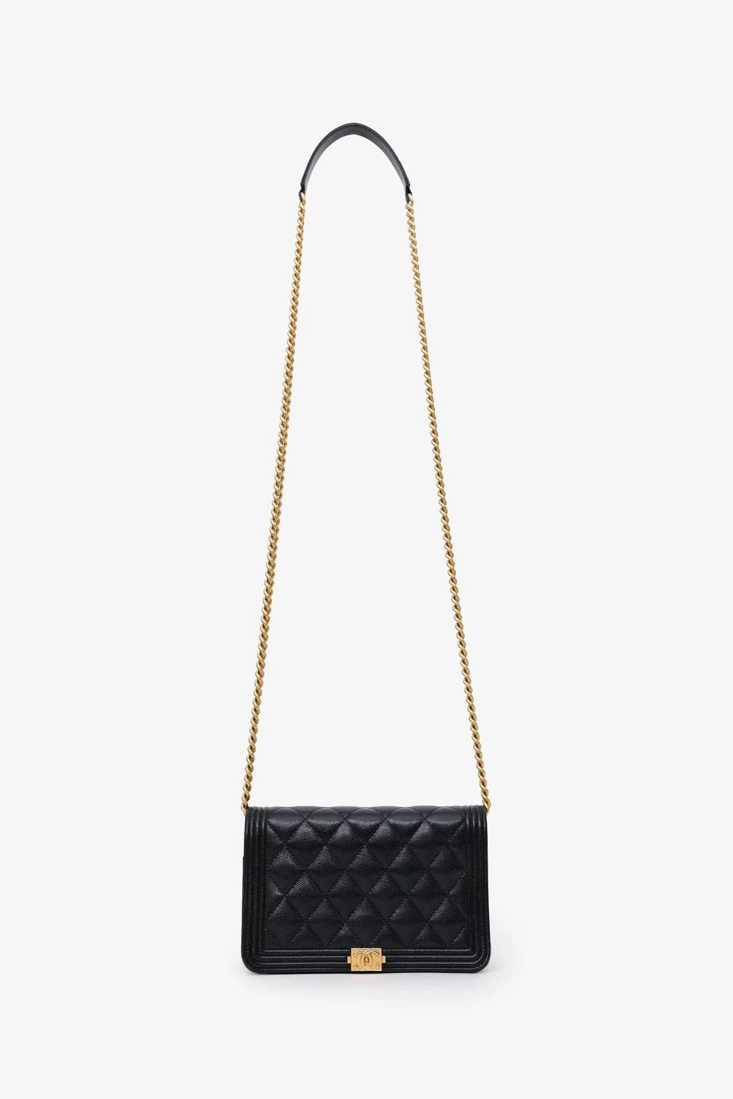 Pre-Loved Chanel™ Black Caviar CC Boy Wallet On Chain - Image 6