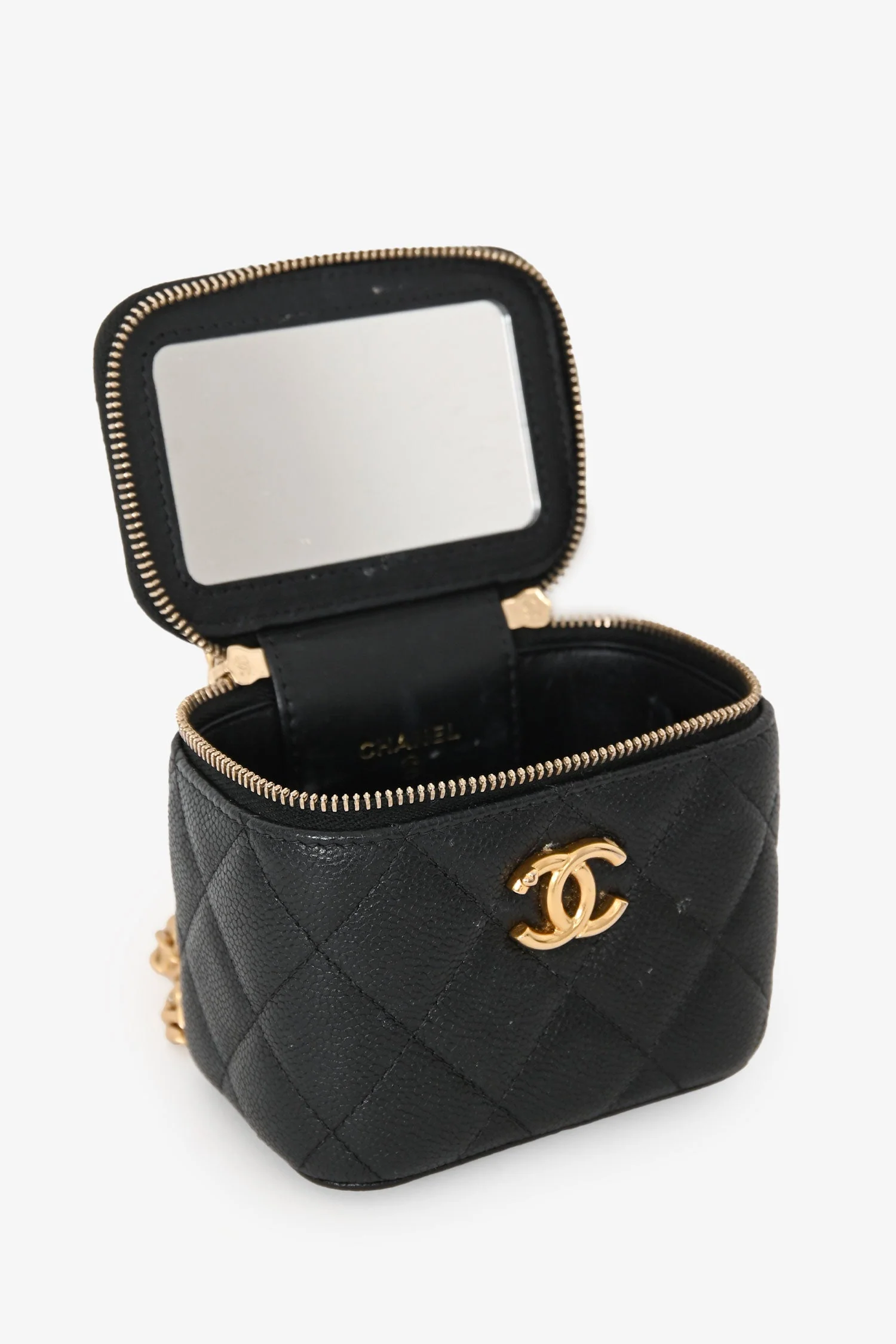 Pre-Loved Chanel™ Black Caviar Leather Mini Vanity Crush Crossbody Gold Hardware - Image 6