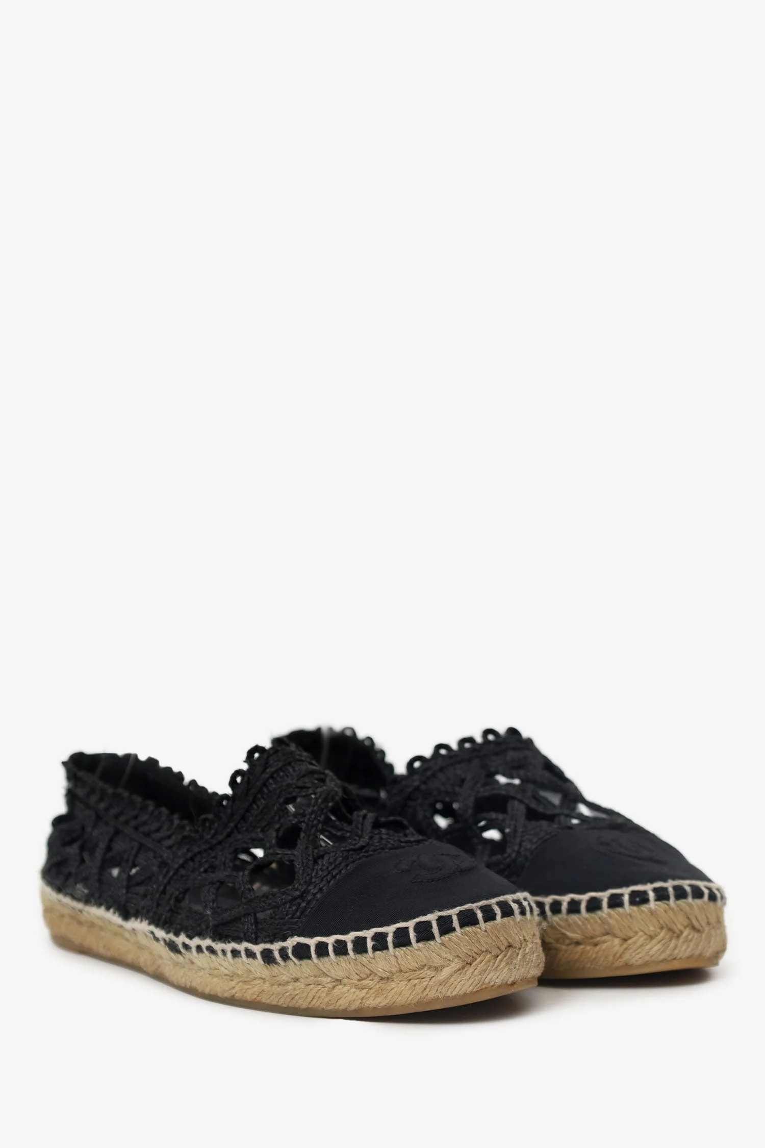 Pre-Loved Chanel™ Black Cut Out Espadrilles Size 40 - Image 2