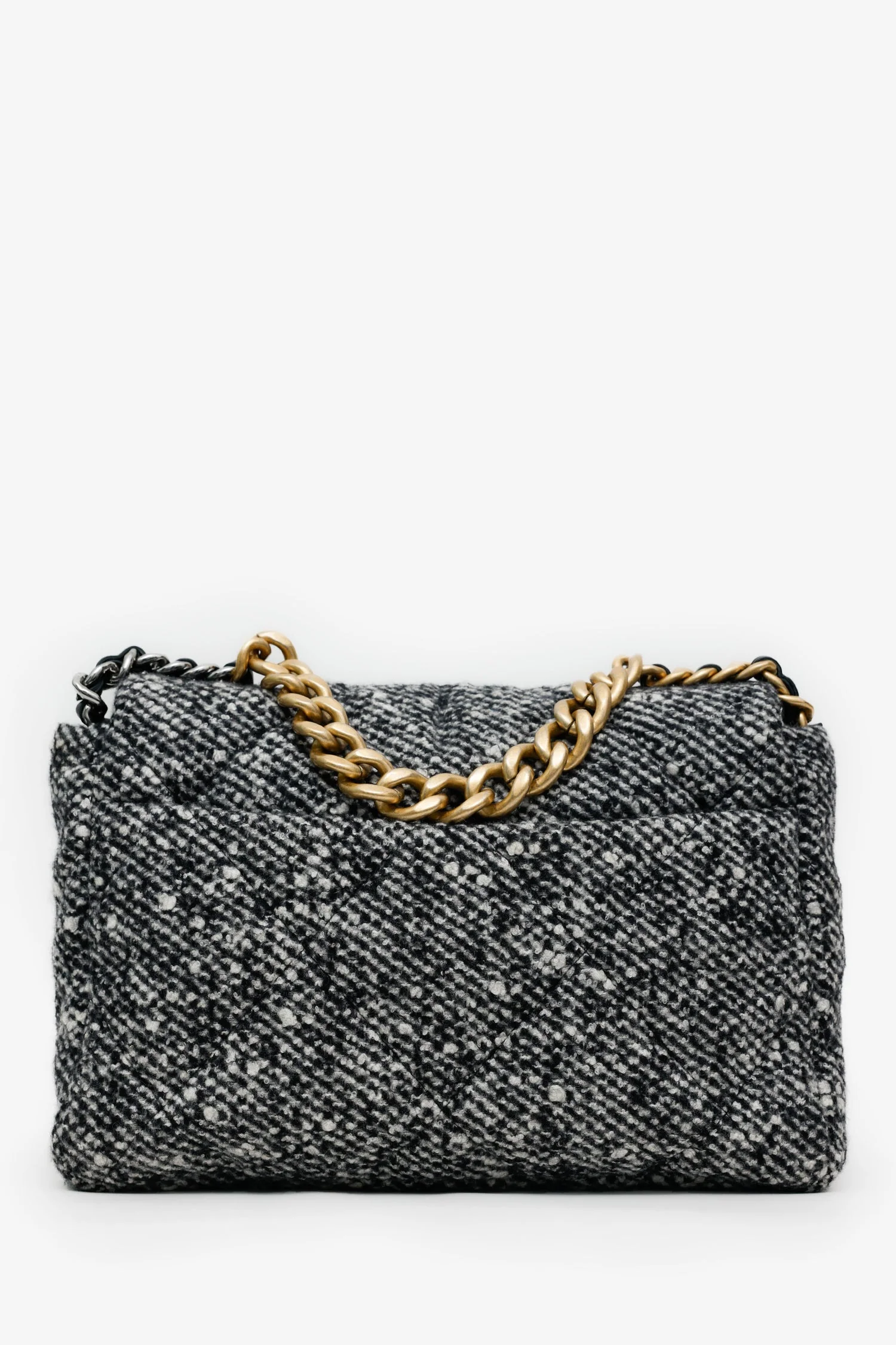 Chanel™  Black/Gray Tweed Medium 19 Flap Bag (Pre-Loved ) - Image 2
