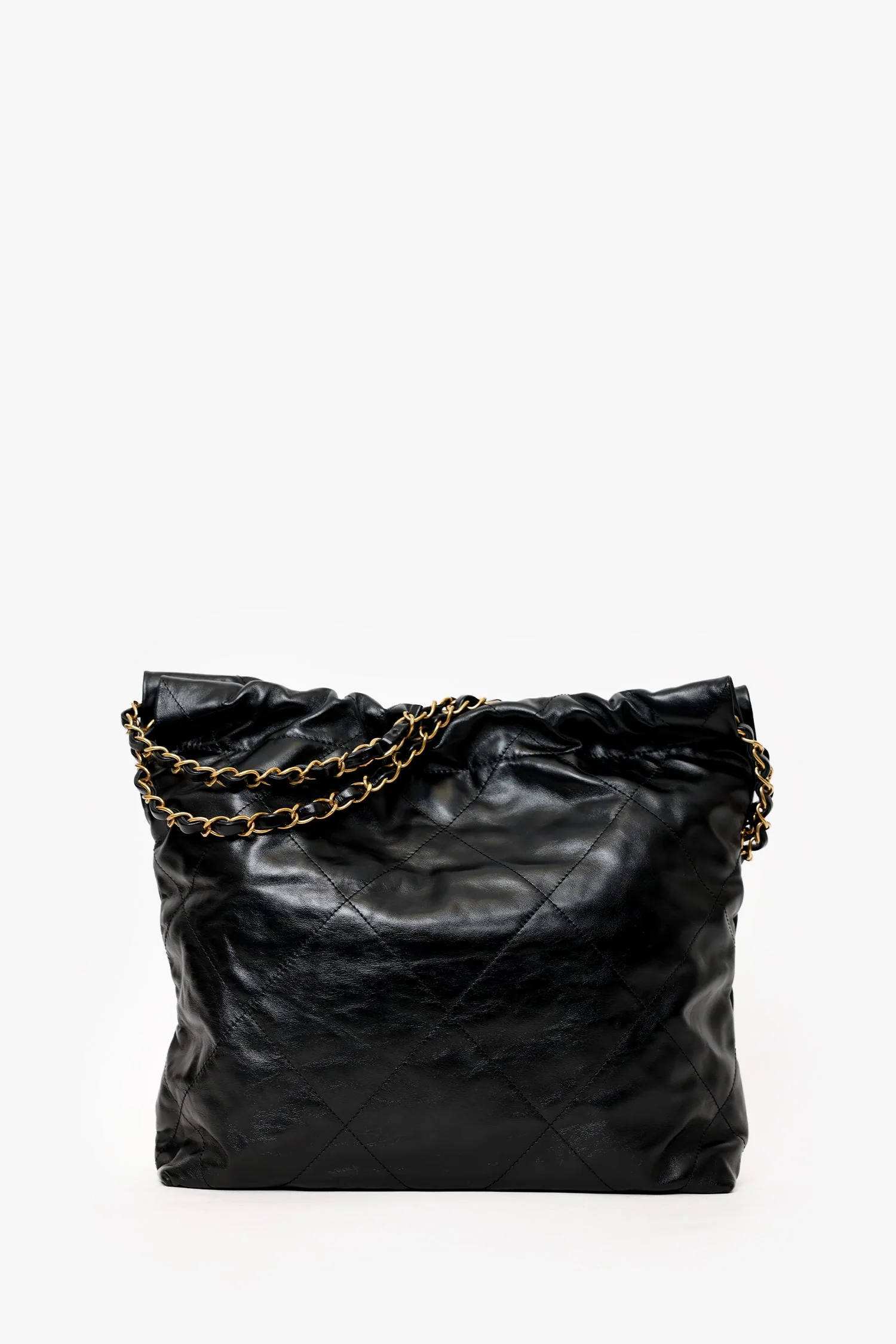 Pre-Loved Chanel Black Lambskin 22 Small Hobo Bag With Pouch - Image 2
