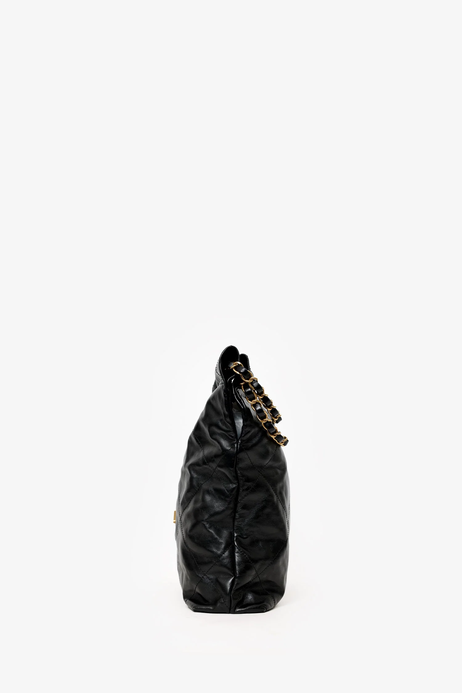 Pre-Loved Chanel Black Lambskin 22 Small Hobo Bag With Pouch - Image 4