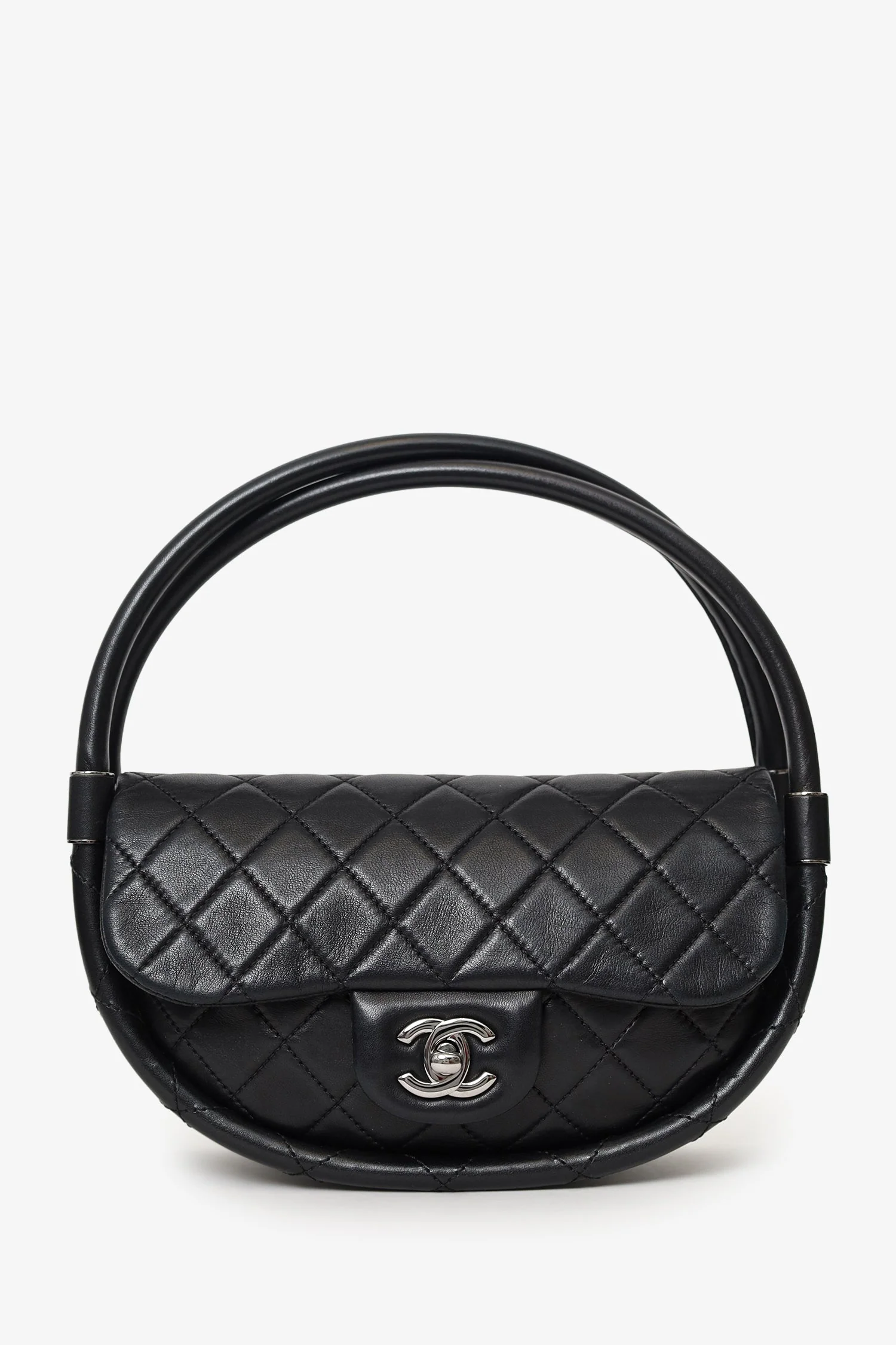 Pre-Loved Chanel™ Black Lambskin Hula Hoop 20 Handbag