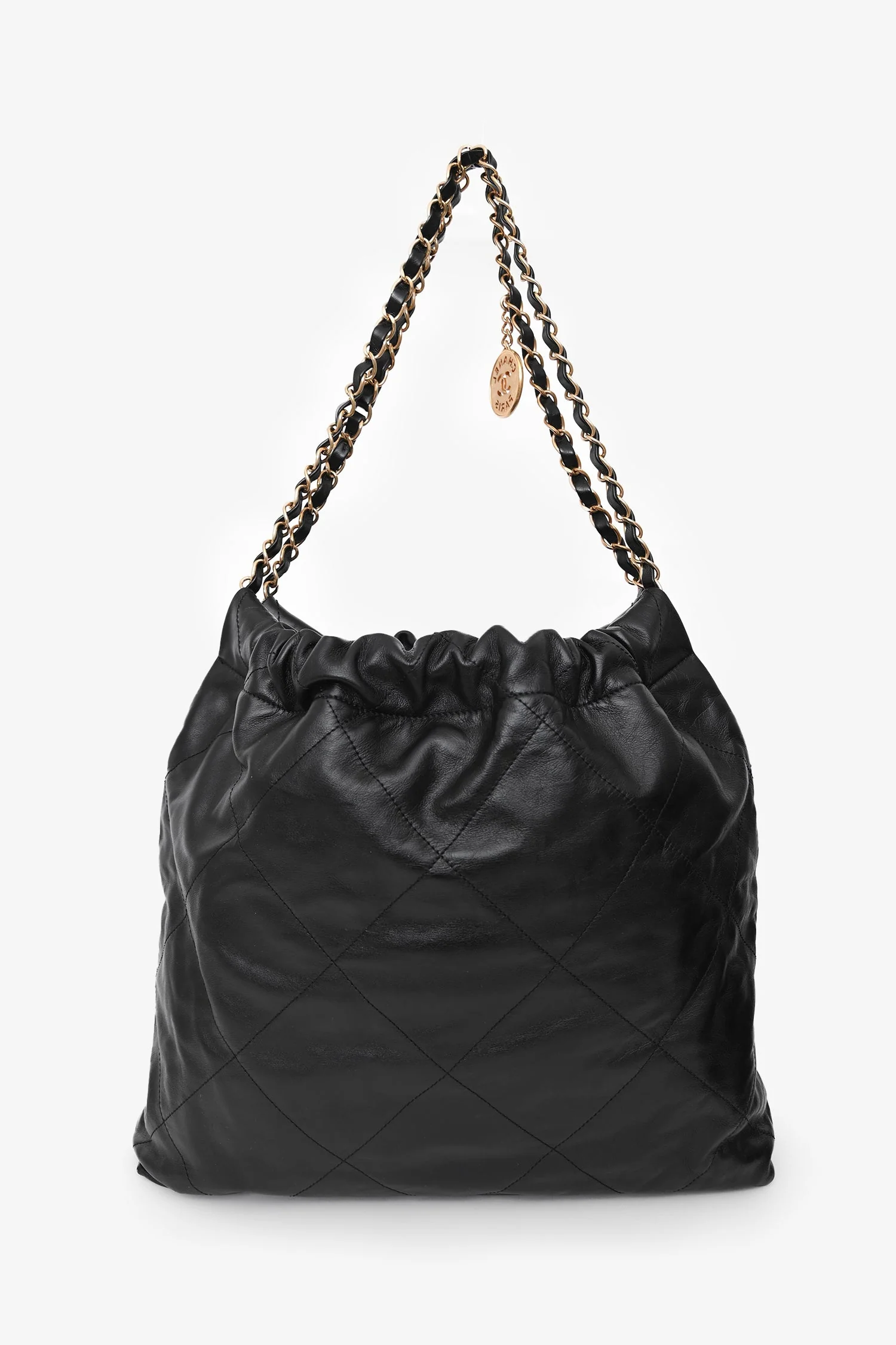 Chanel™ Black Lambskin Leather 22 Small Hobo Shoulder Bag GHW - Image 2