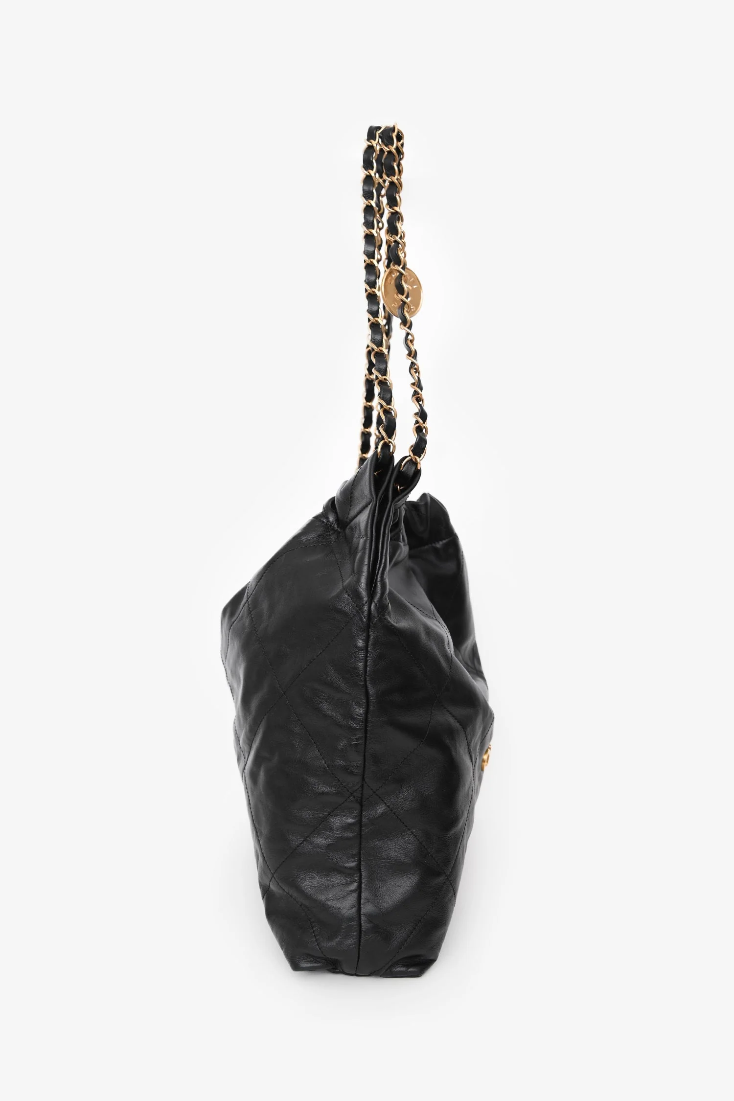 Chanel™ Black Lambskin Leather 22 Small Hobo Shoulder Bag GHW - Image 3