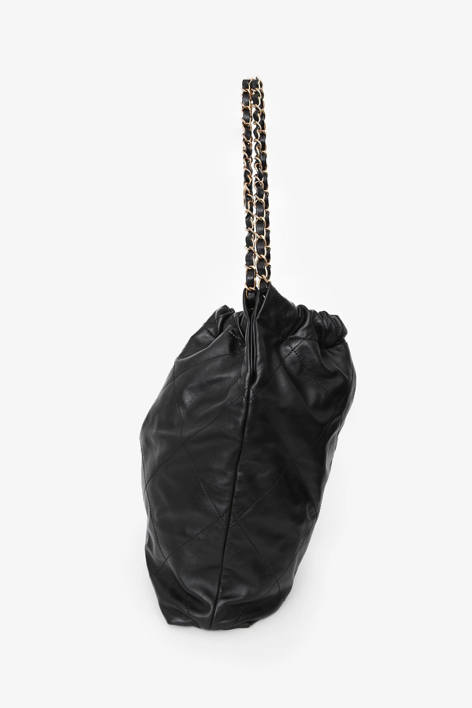Chanel™ Black Lambskin Leather 22 Small Hobo Shoulder Bag GHW - Image 4