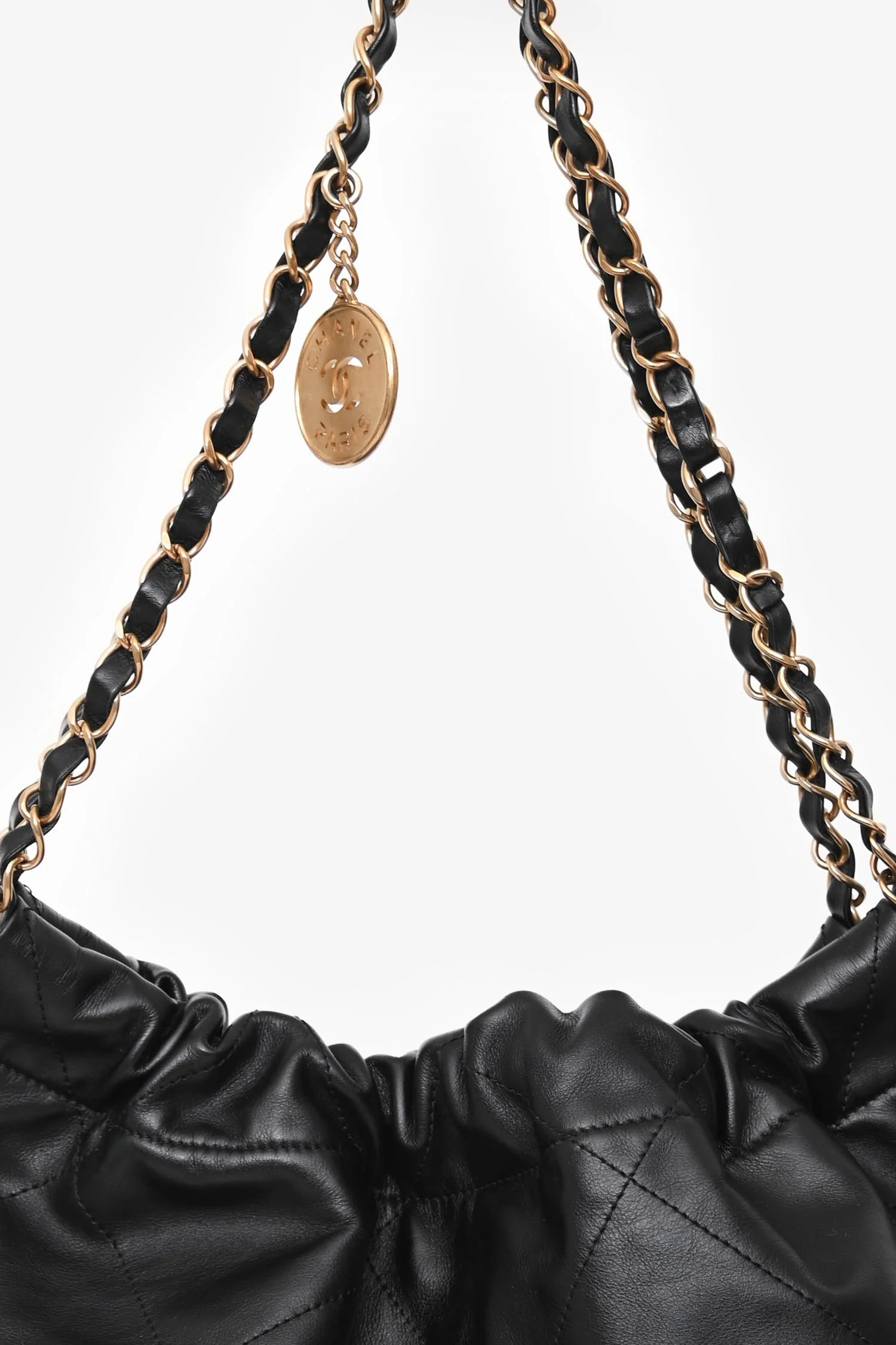 Chanel™ Black Lambskin Leather 22 Small Hobo Shoulder Bag GHW - Image 6