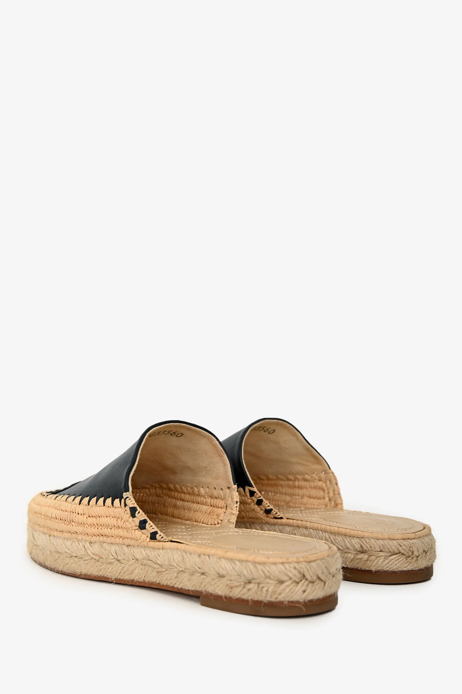 Pre-Loved Chanel™ Black Lambskin Leather CC Logo Cap-Toe Espadrilles Mule Size 38 - Image 4