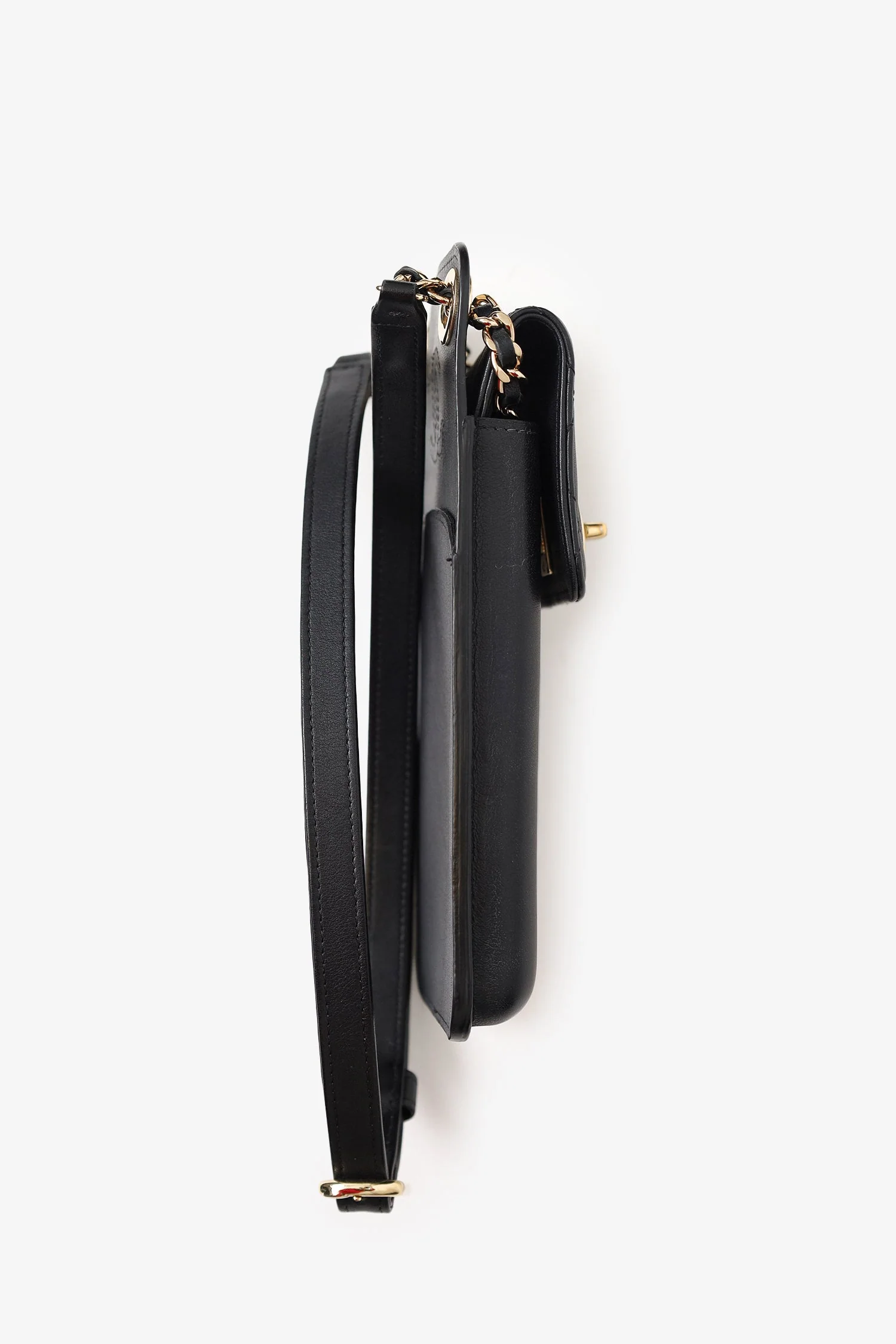 Pre-Loved Chanel™ Black Lambskin Matelasse Phone Holder Shoulder Bag - Image 2