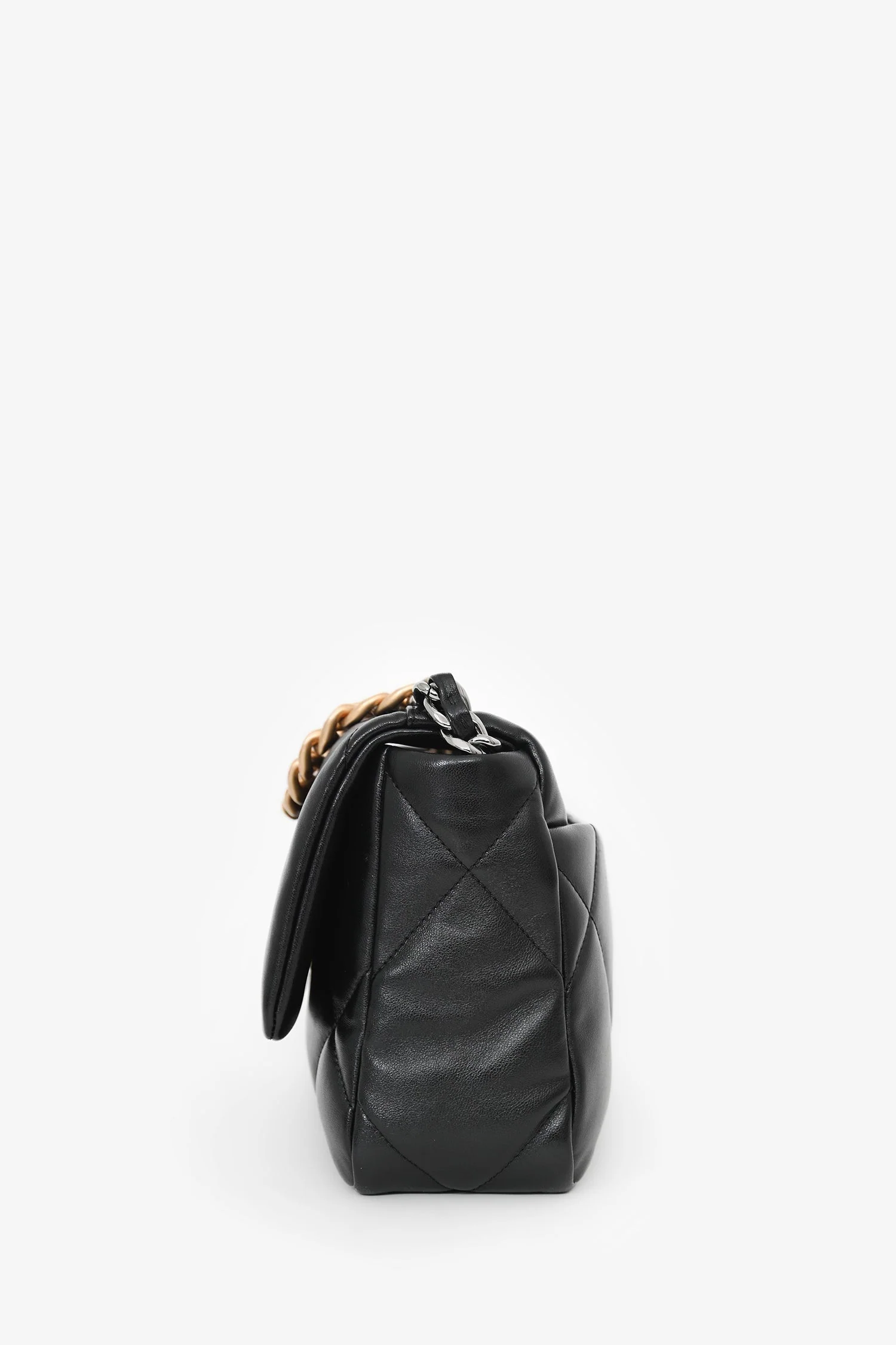 Pre-Loved Chanel™ Black Lambskin Small 19 Flap Bag - Image 4