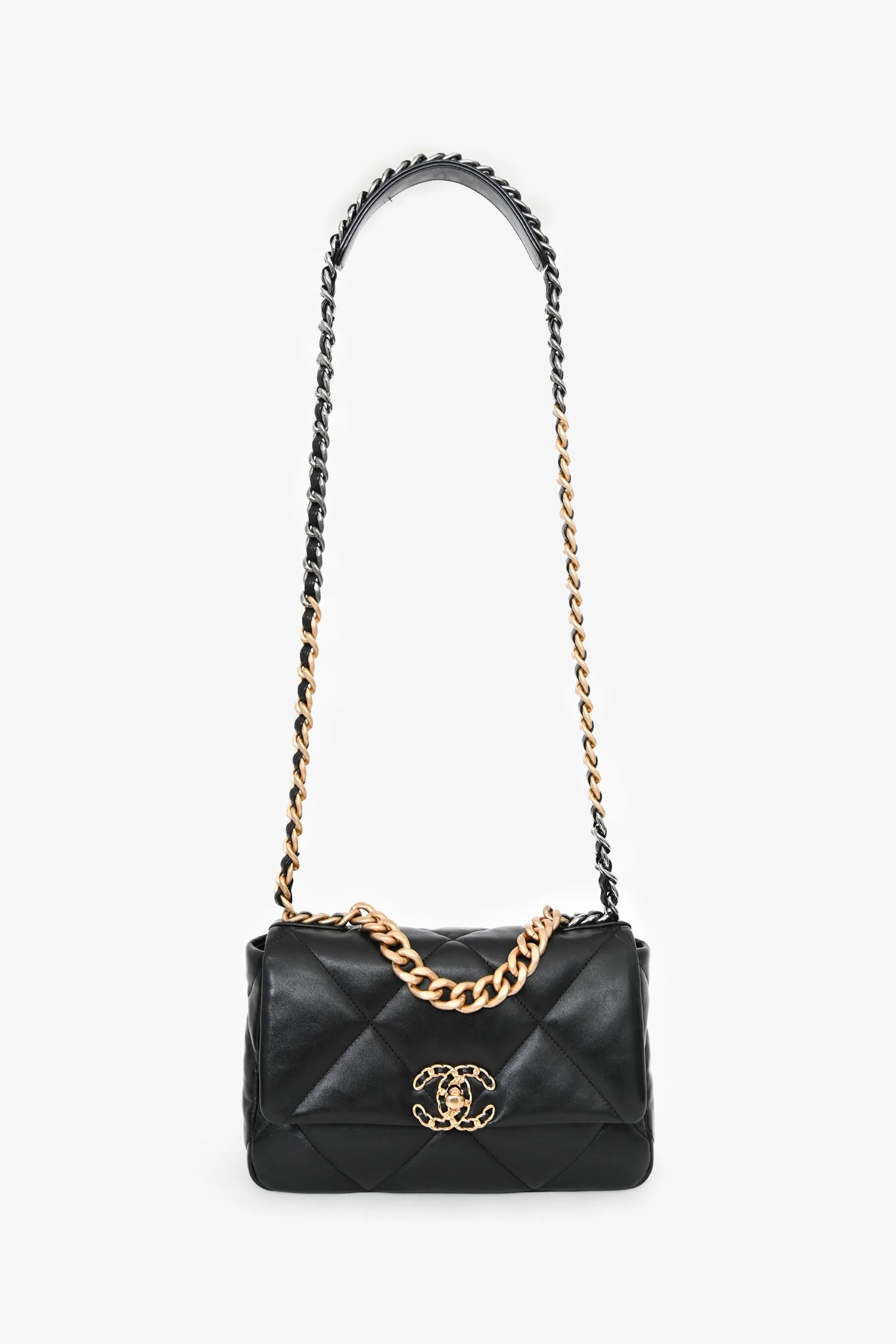Pre-Loved Chanel™ Black Lambskin Small 19 Flap Bag - Image 7