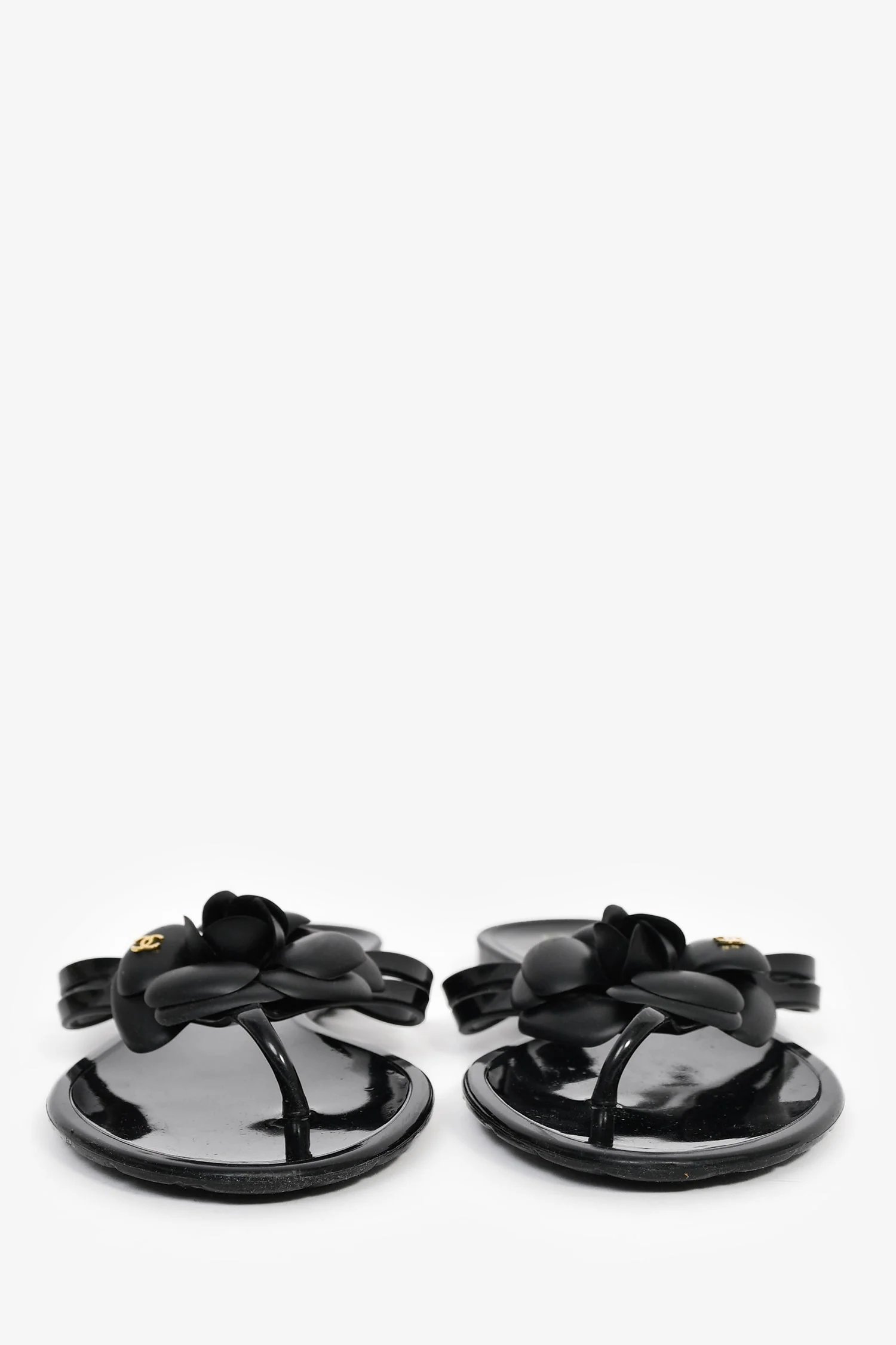 Pre-Loved Chanel™ Black Leather Camellia Ankle Strap Sandals Size 39 - Image 3