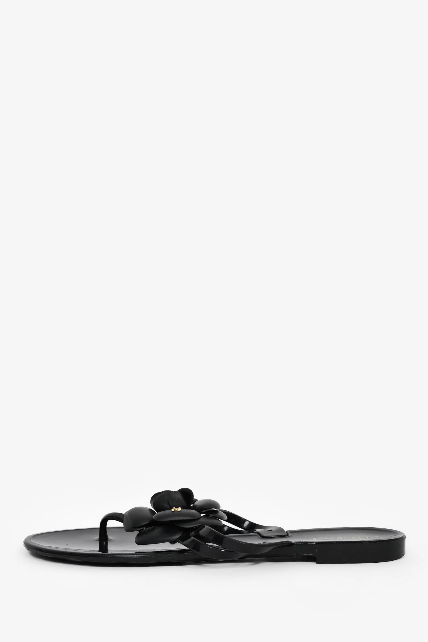Pre-Loved Chanel™ Black Leather Camellia Ankle Strap Sandals Size 39 - Image 4