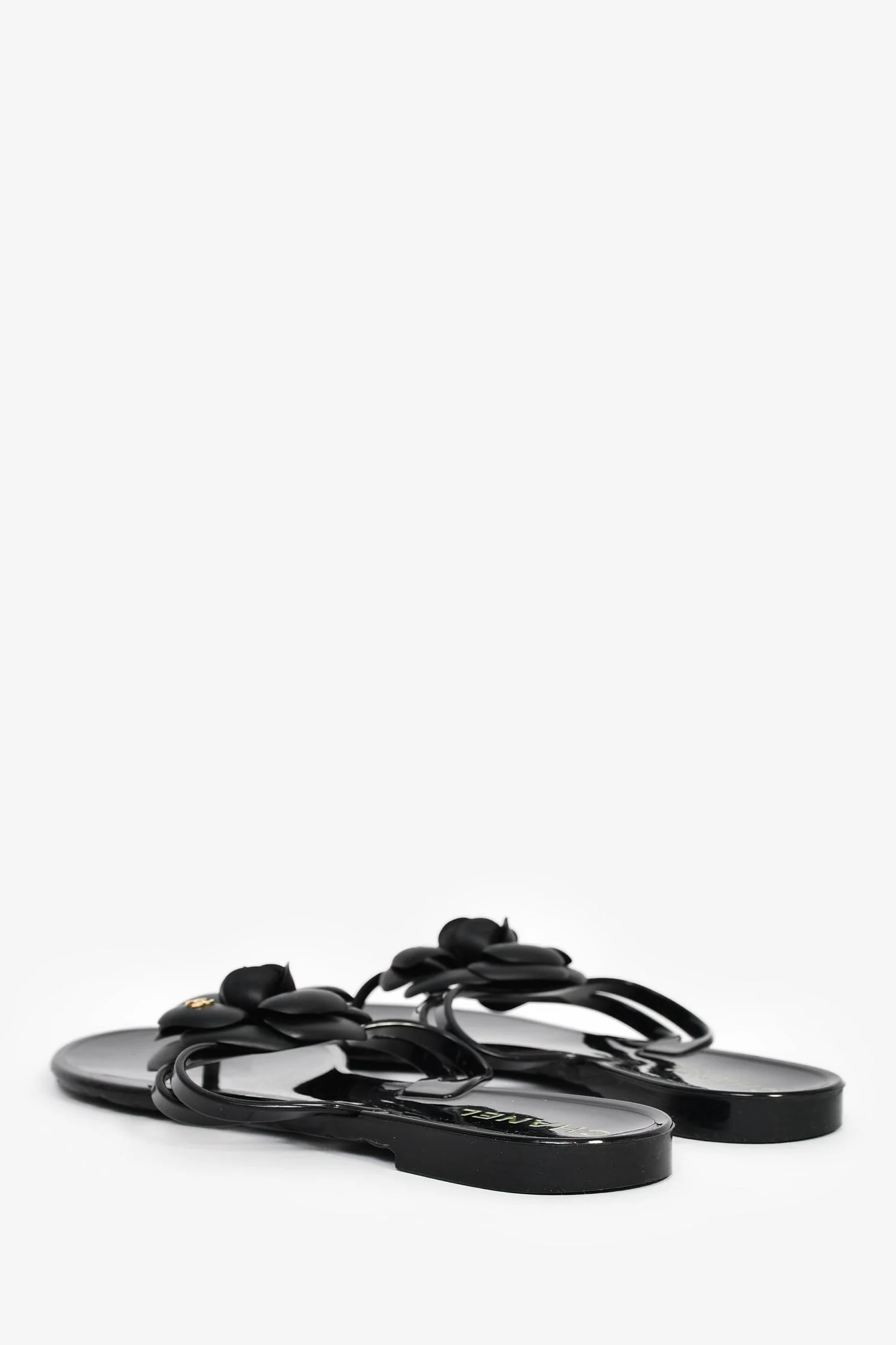 Pre-Loved Chanel™ Black Leather Camellia Ankle Strap Sandals Size 39 - Image 5