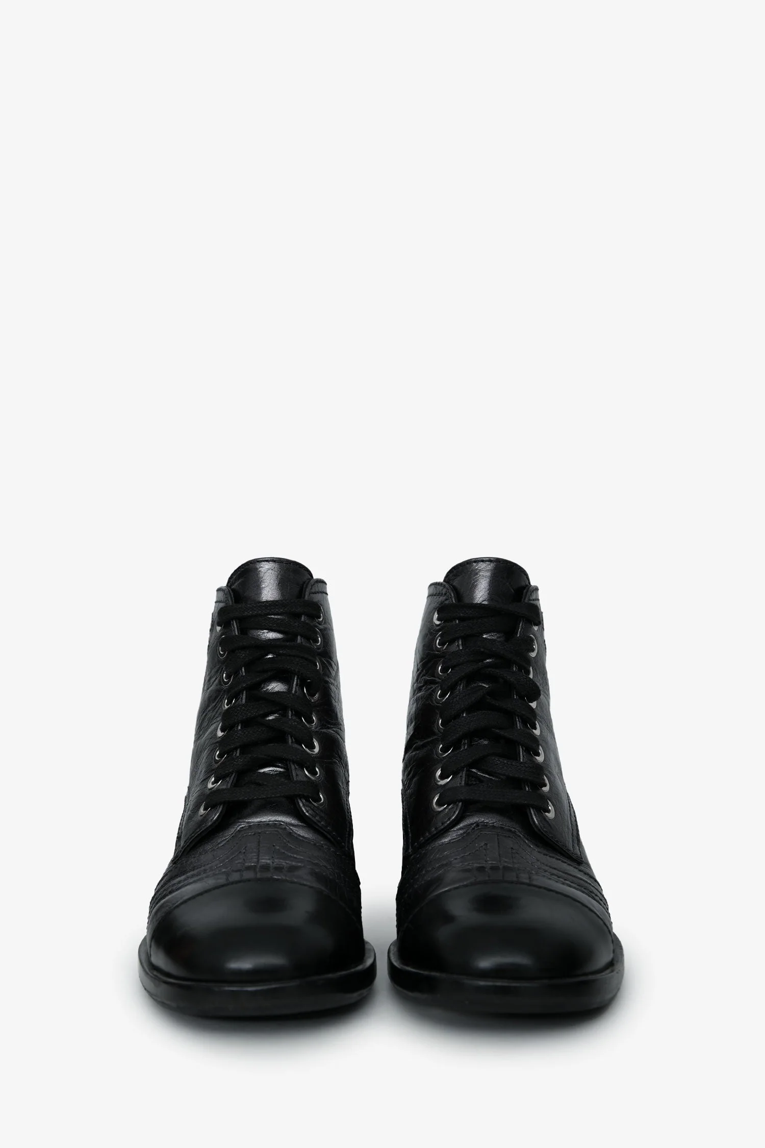 Pre-Loved Chanel™ Black Leather CC Ankle Boots Size 35 - Image 3