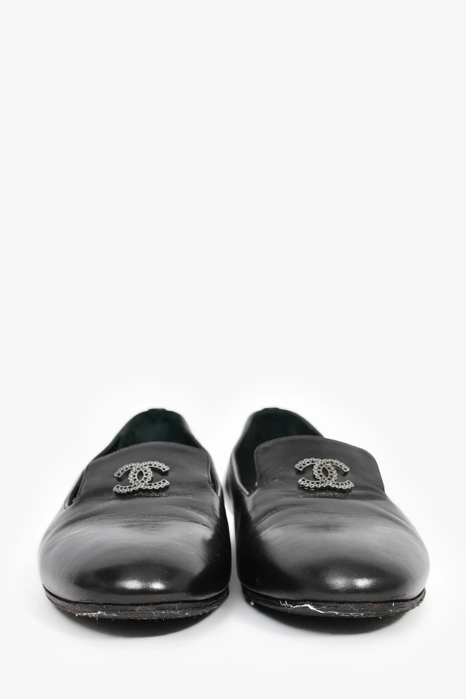 Pre-Loved Chanel™ Black Leather CC Detail Loafers Size 37 - Image 3