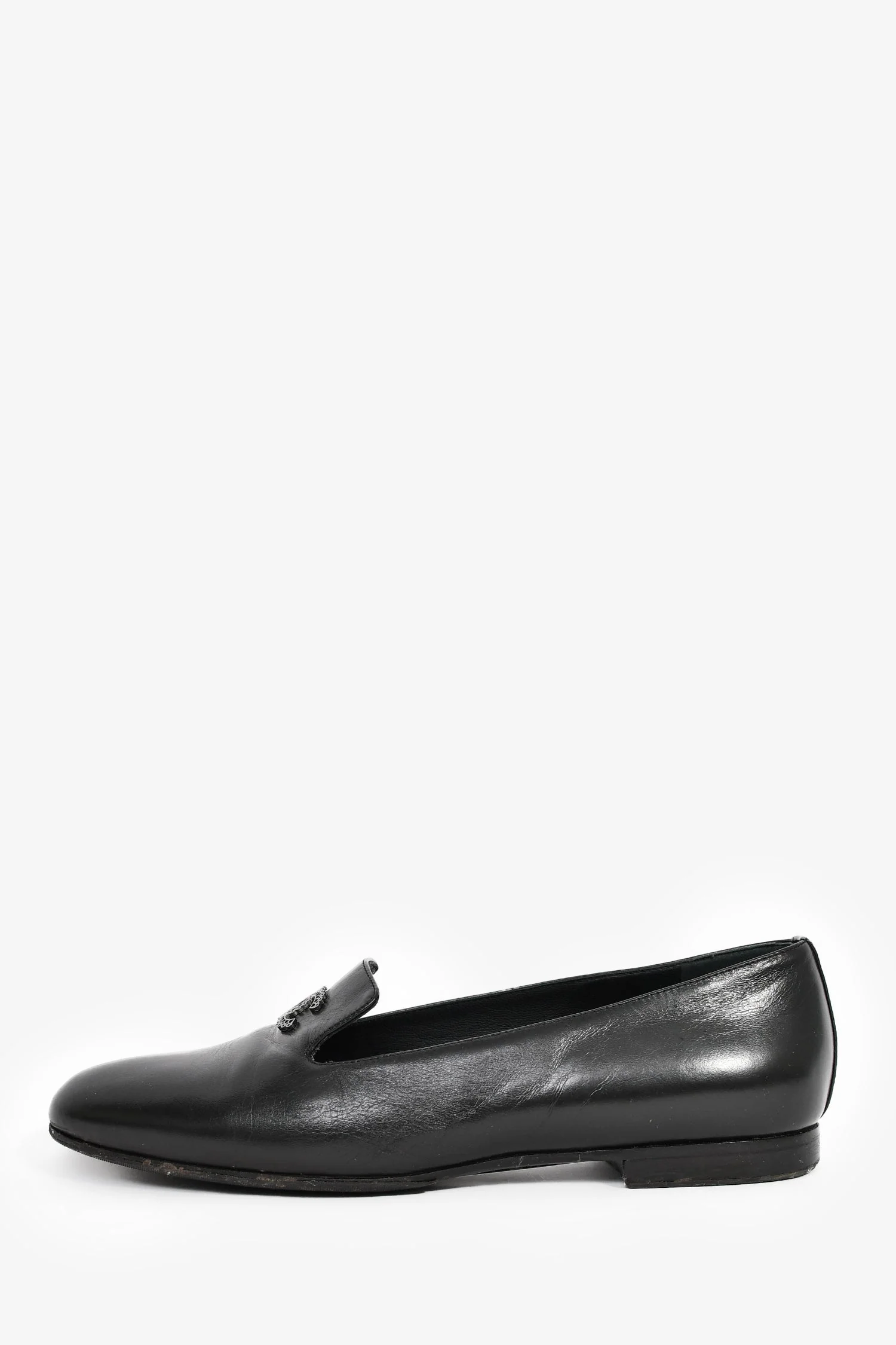 Pre-Loved Chanel™ Black Leather CC Detail Loafers Size 37 - Image 4