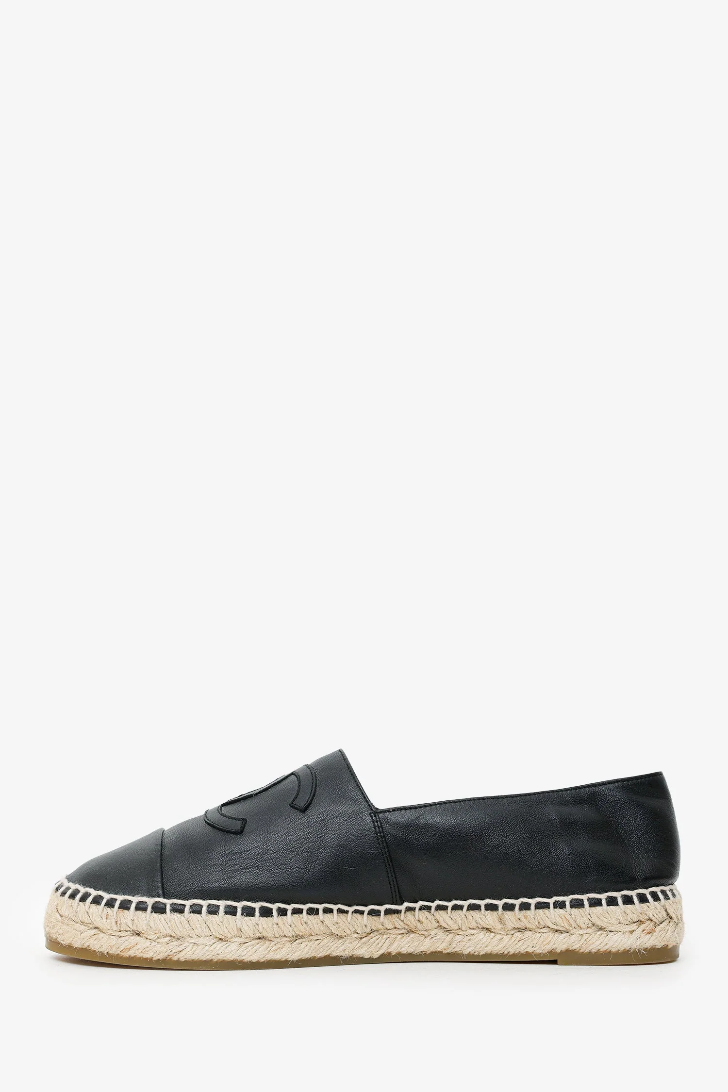 Pre-Loved Chanel™ Black Leather CC Espadrille Flats Size 40 - Image 5