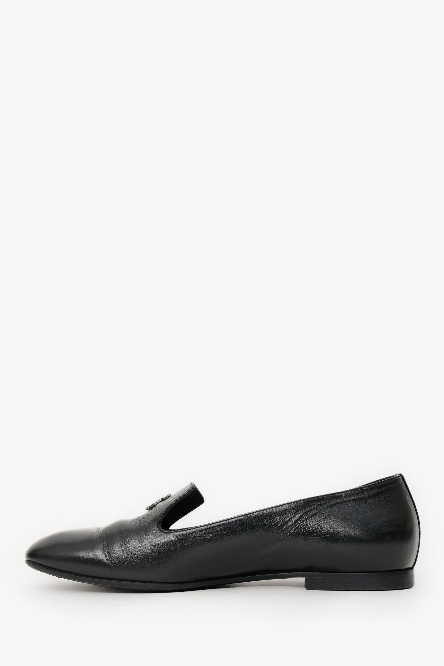Pre-Loved Chanel™ Black Leather CC Loafers Size 37.5 - Image 4