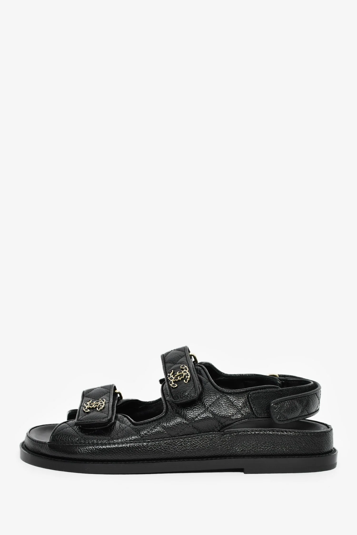 Pre-Loved Chanel™ Black Leather Gate 'No.5 Dad' CC Logo Slingback Sandals Size 38 - Image 4
