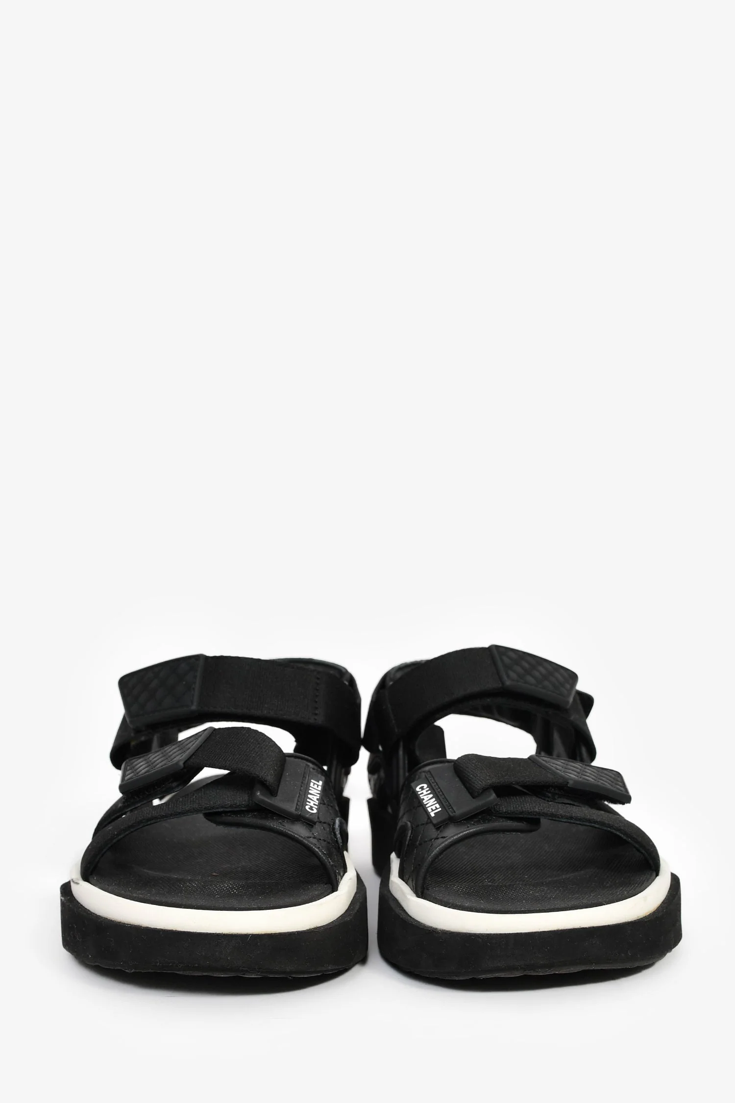 Pre-Loved Chanel™ Black Leather Sport Sandals Size 37 - Image 3