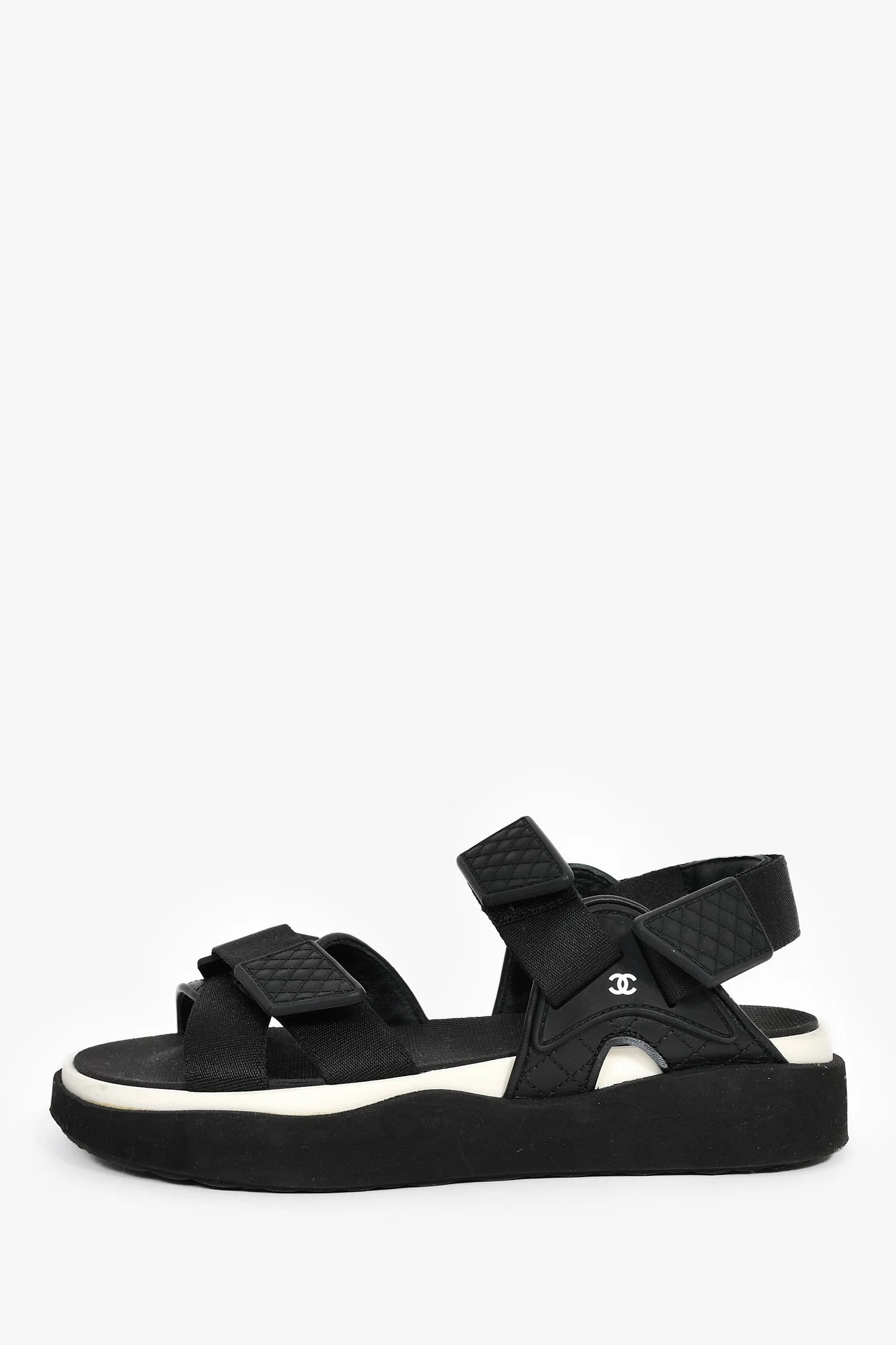 Pre-Loved Chanel™ Black Leather Sport Sandals Size 37 - Image 4