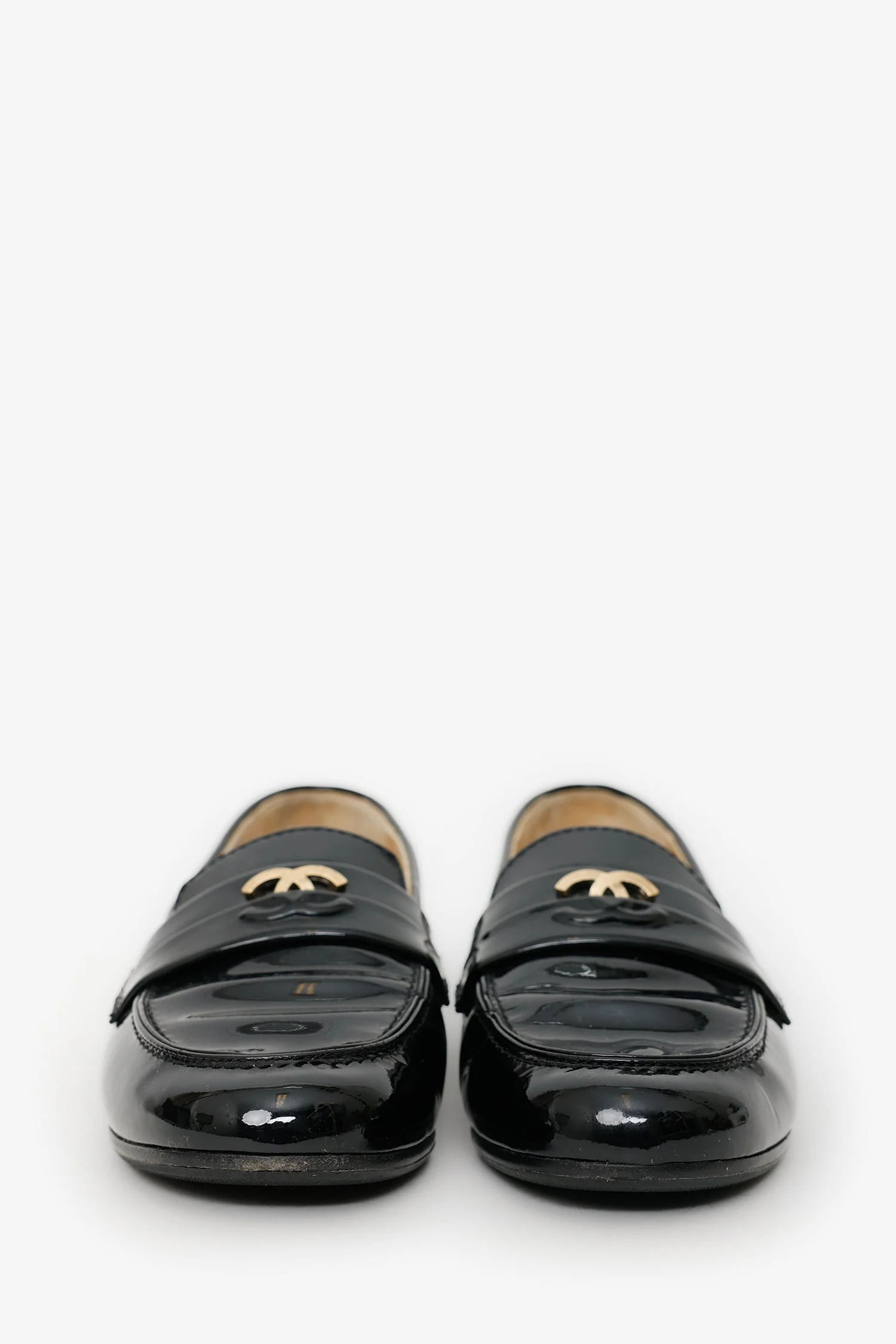 Pre-Loved Chanel™ Black Patent Leather CC Loafers Size 36.5 - Image 3
