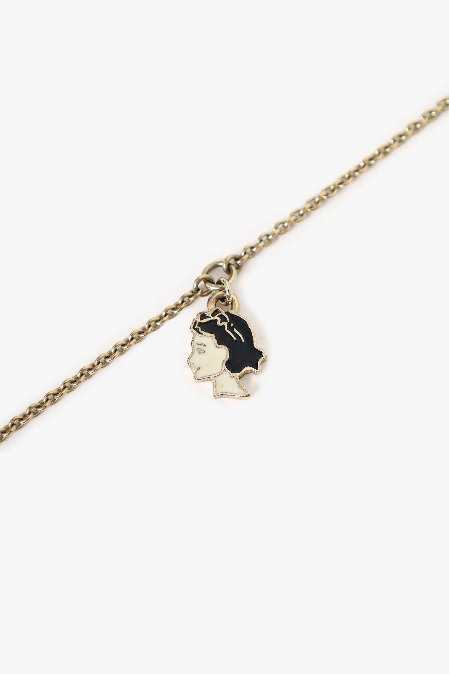 Pre-Loved Chanel™ Black Plastic Coco Chanel Pearl Tag Necklace - Image 3