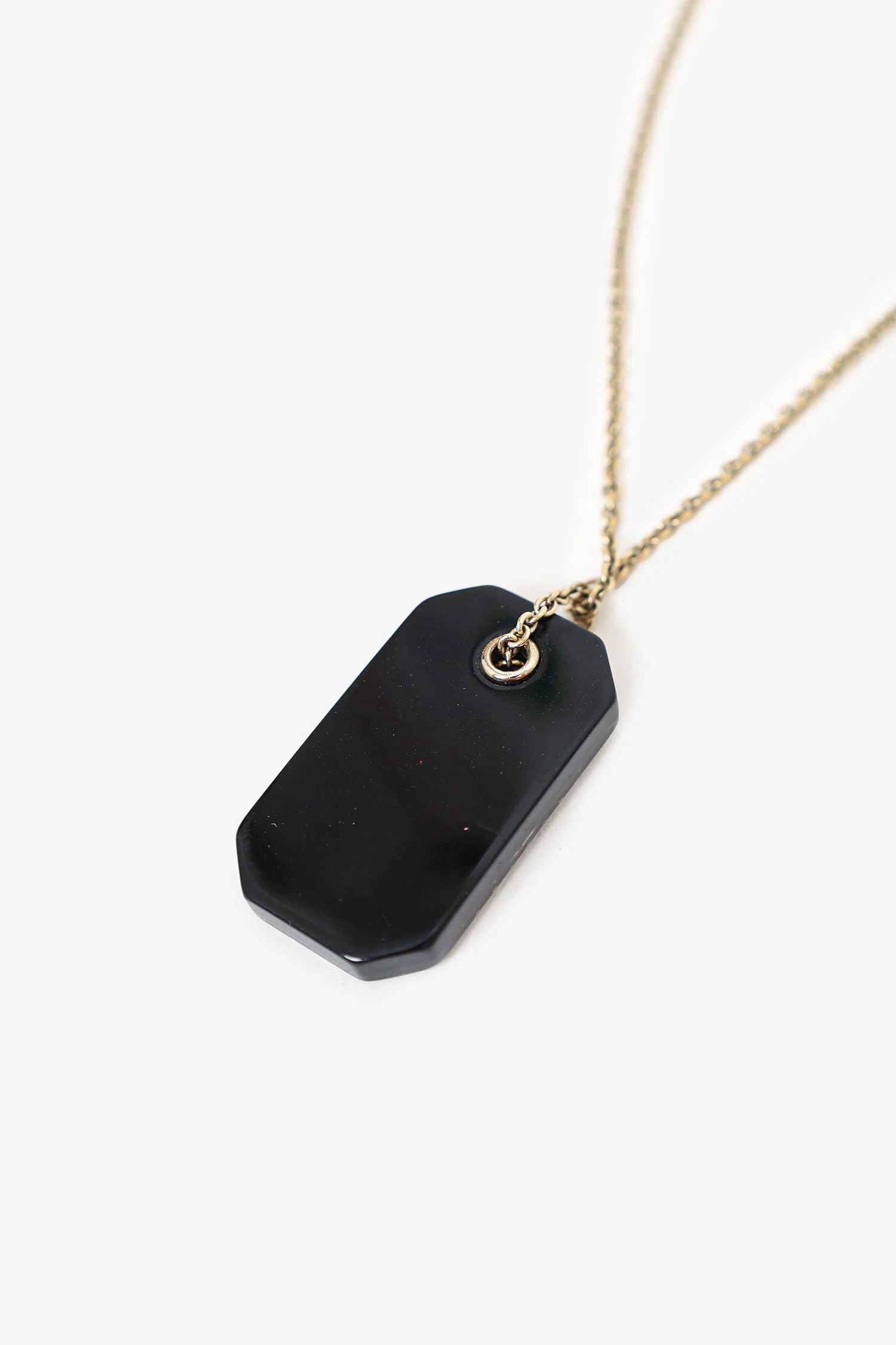 Pre-Loved Chanel™ Black Plastic Coco Chanel Pearl Tag Necklace - Image 4