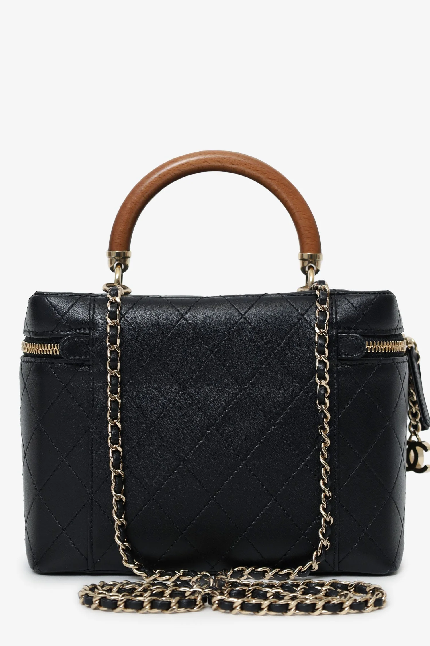 Pre-Loved Chanel™ Black Quilted Lambskin Knock On Wood Vanity Case - Image 2