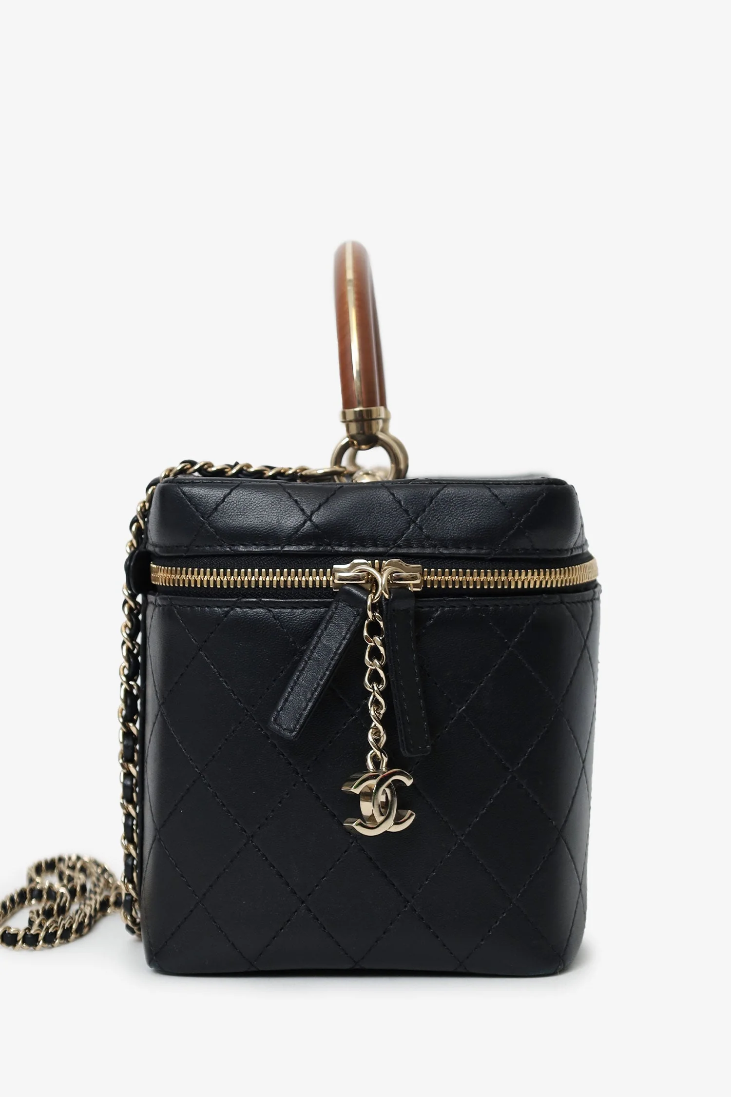Pre-Loved Chanel™ Black Quilted Lambskin Knock On Wood Vanity Case - Image 3
