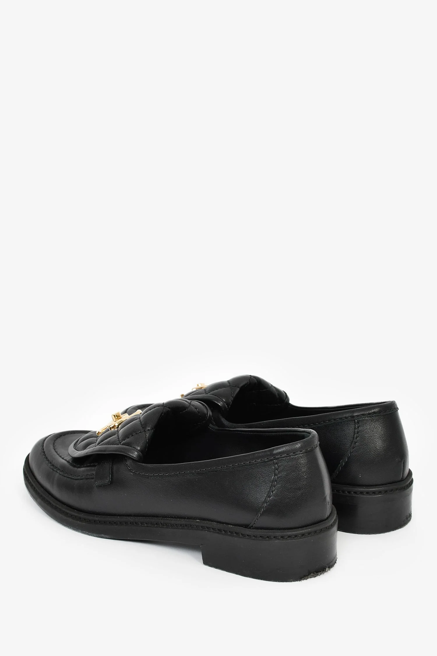 Pre-Loved Chanel™ Black Quilted Leather Tab CC Turnlock Loafers Size 38.5 - Image 5
