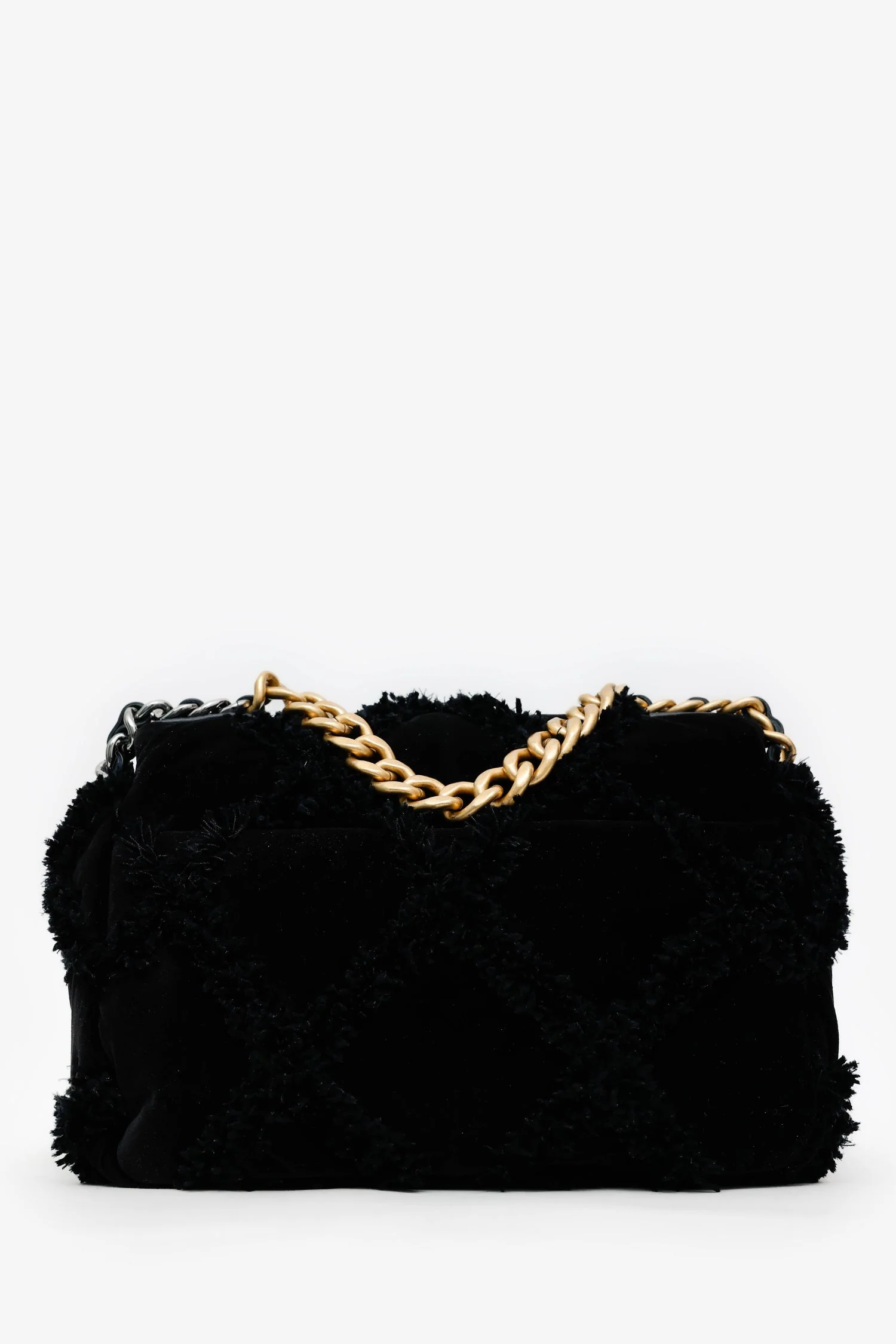 Chanel™ Black Quilted Velvet Small 19 Flap Bag (Pre-Loved ) - Image 2