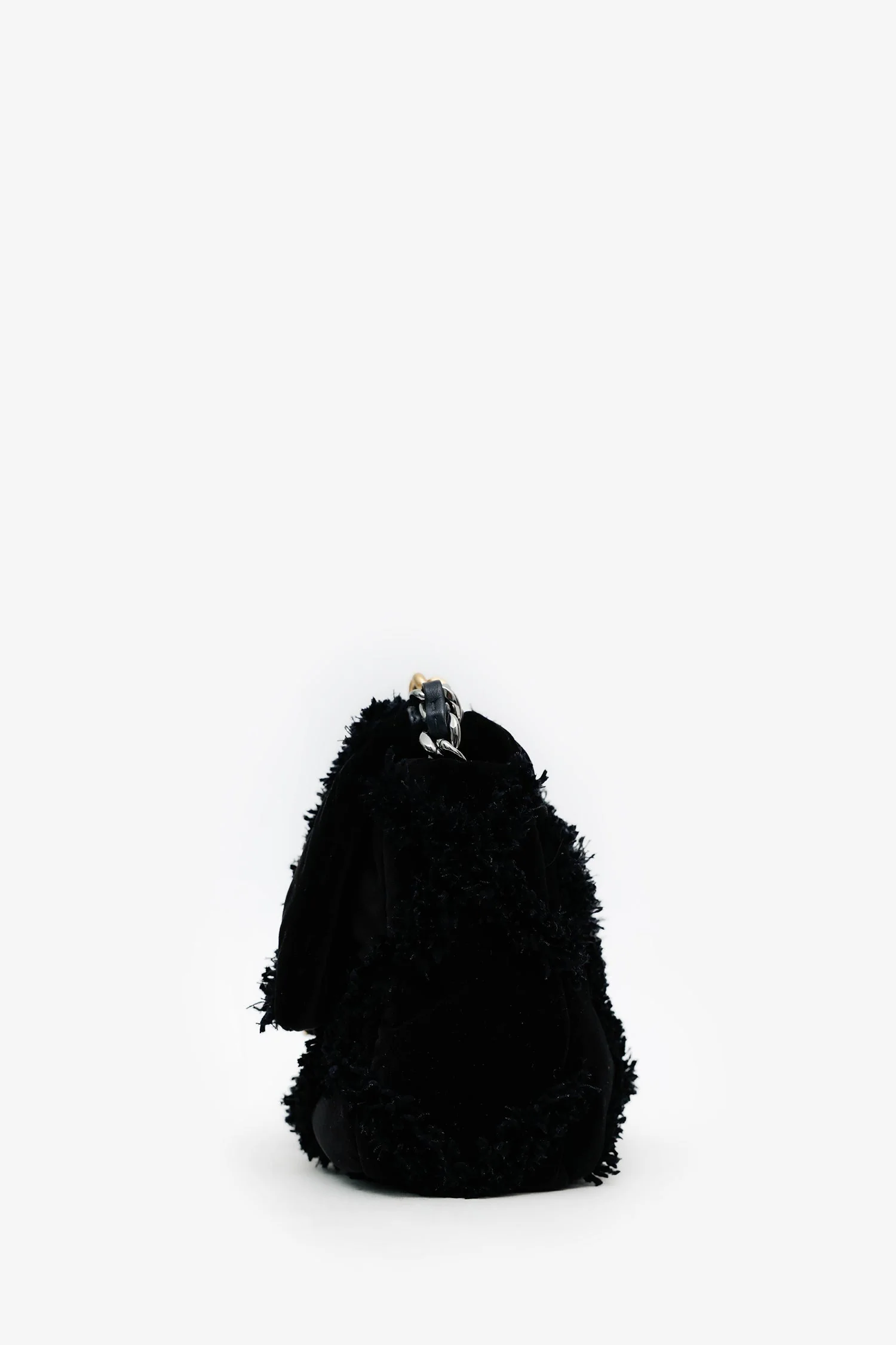Chanel™ Black Quilted Velvet Small 19 Flap Bag (Pre-Loved ) - Image 4