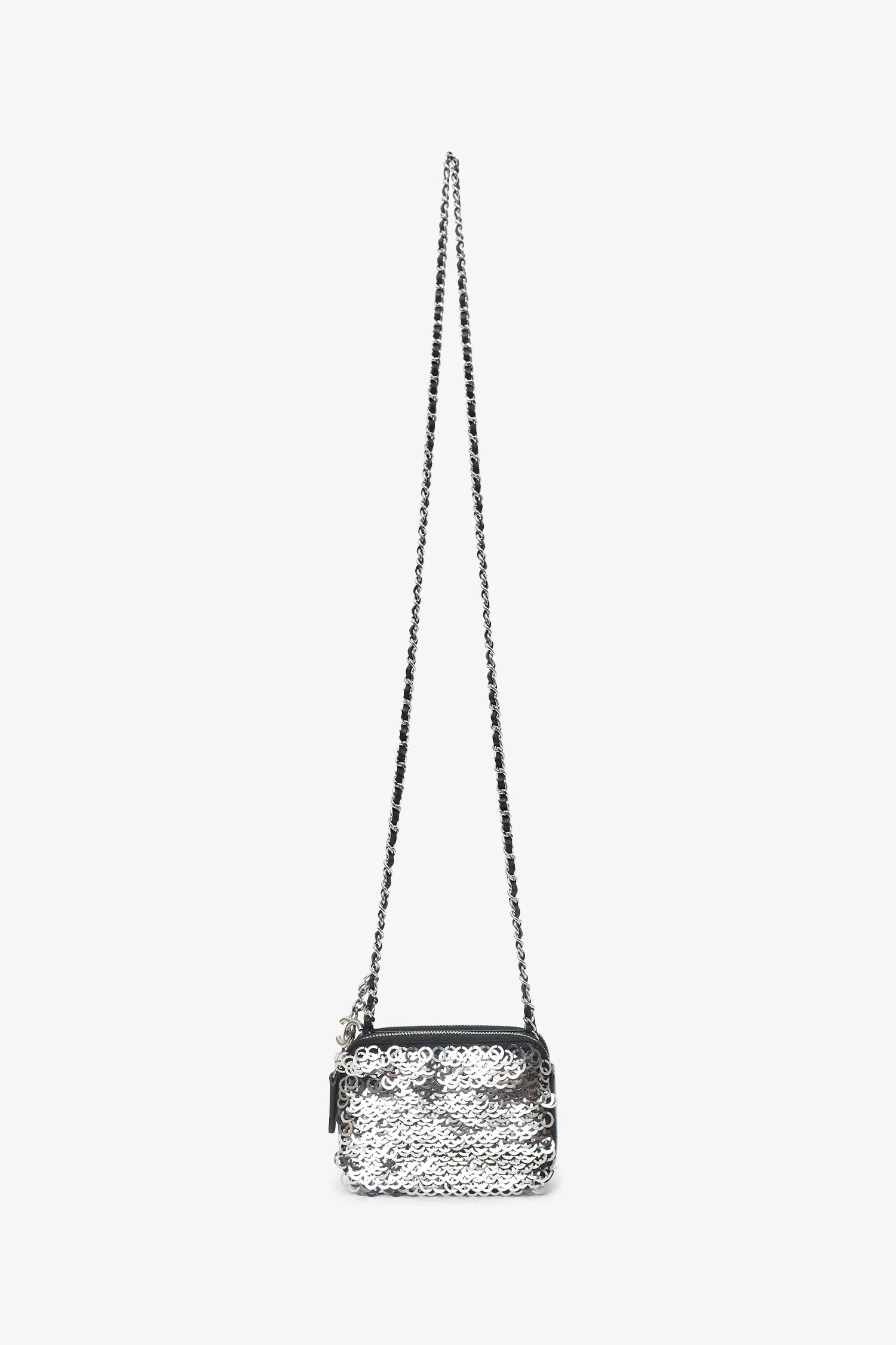 Pre-Loved Chanel™ Black Sequin Double Zip Clutch - Image 8