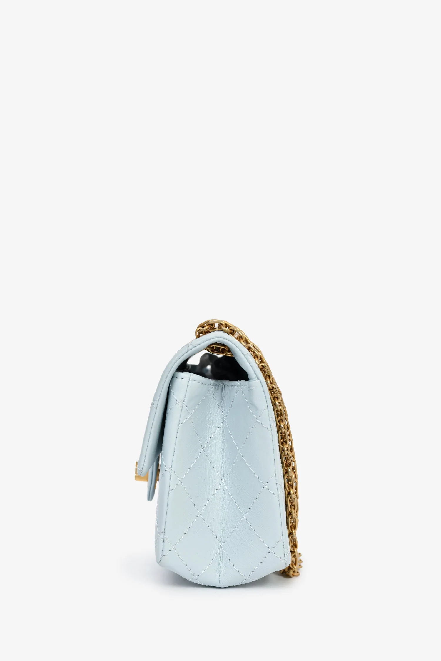 Pre-Loved Chanel™ Blue Calfskin Leather Mini 2.55 Reissue Classic Flap Bag - Image 4