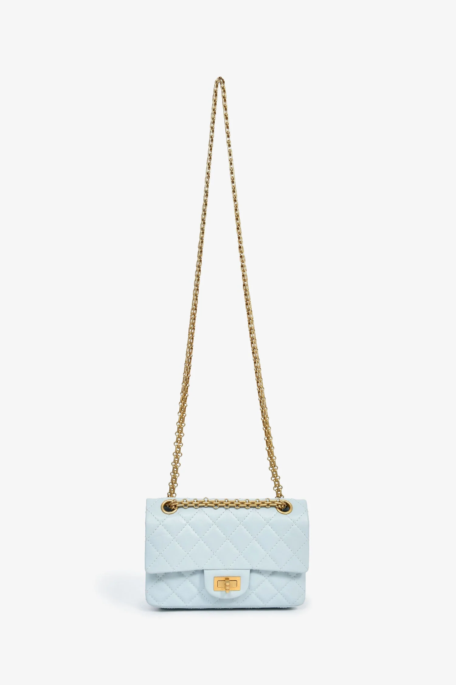 Pre-Loved Chanel™ Blue Calfskin Leather Mini 2.55 Reissue Classic Flap Bag - Image 7
