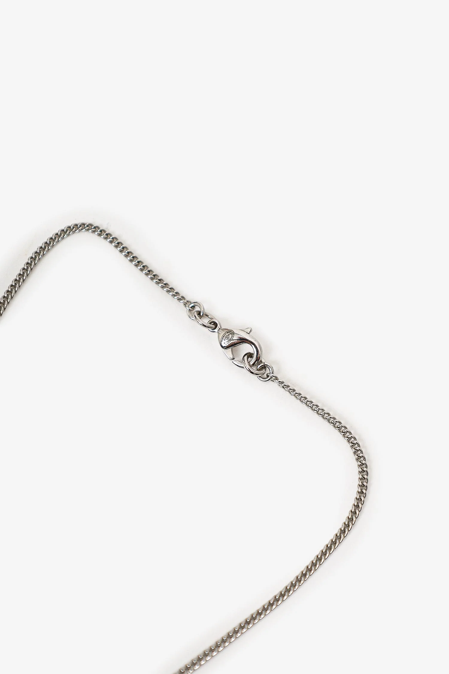 Pre-Loved Chanel™ F12 Silver Tone Double CC Crystal Pendant Necklace - Image 3