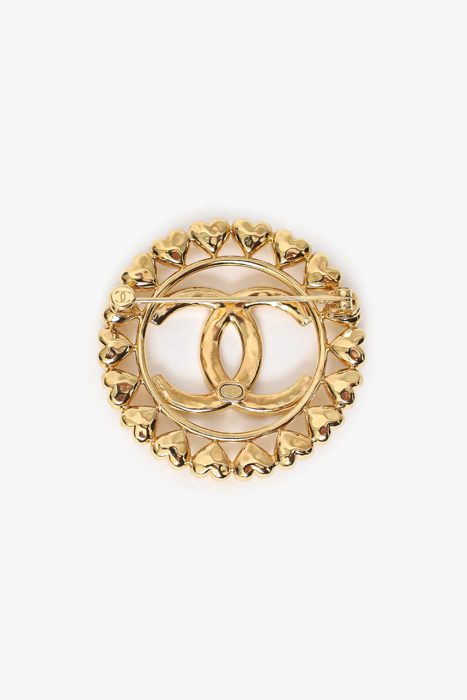 Pre-Loved Chanel™ Gold CC Heart Brooch - Image 3