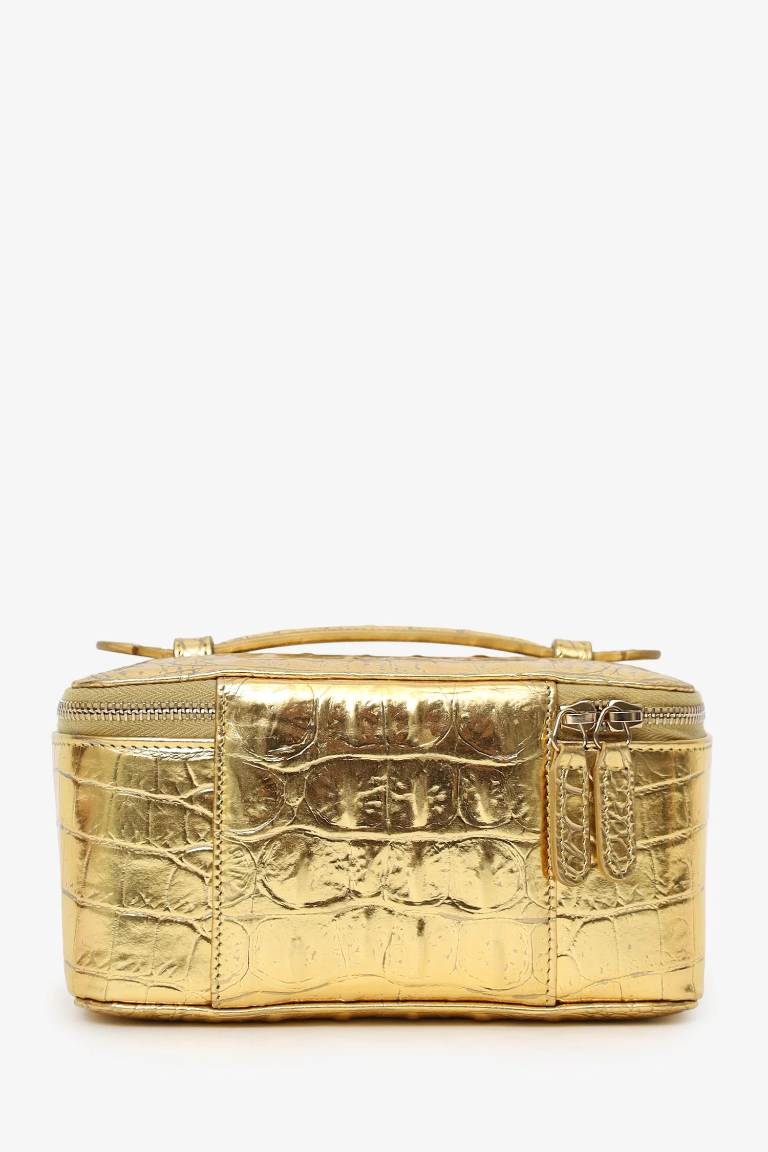 Pre-Loved Chanel™ Gold Metallic Crocodile Embossed Mini Vanity Bag - Image 2