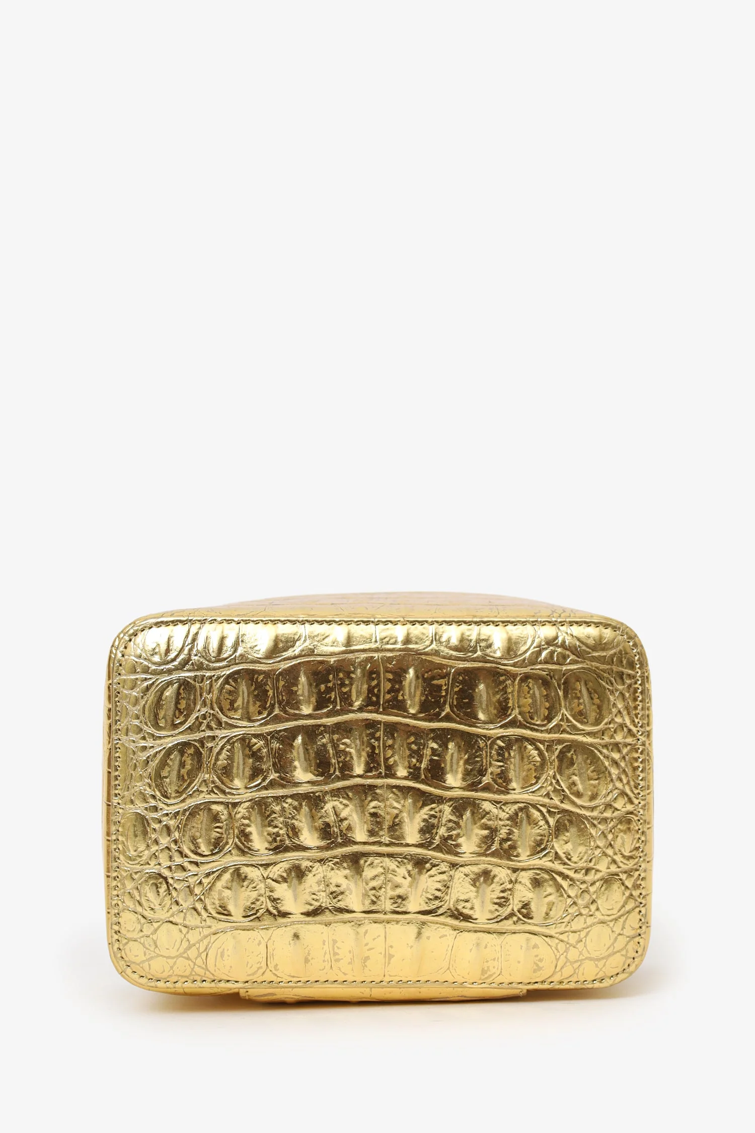 Pre-Loved Chanel™ Gold Metallic Crocodile Embossed Mini Vanity Bag - Image 5