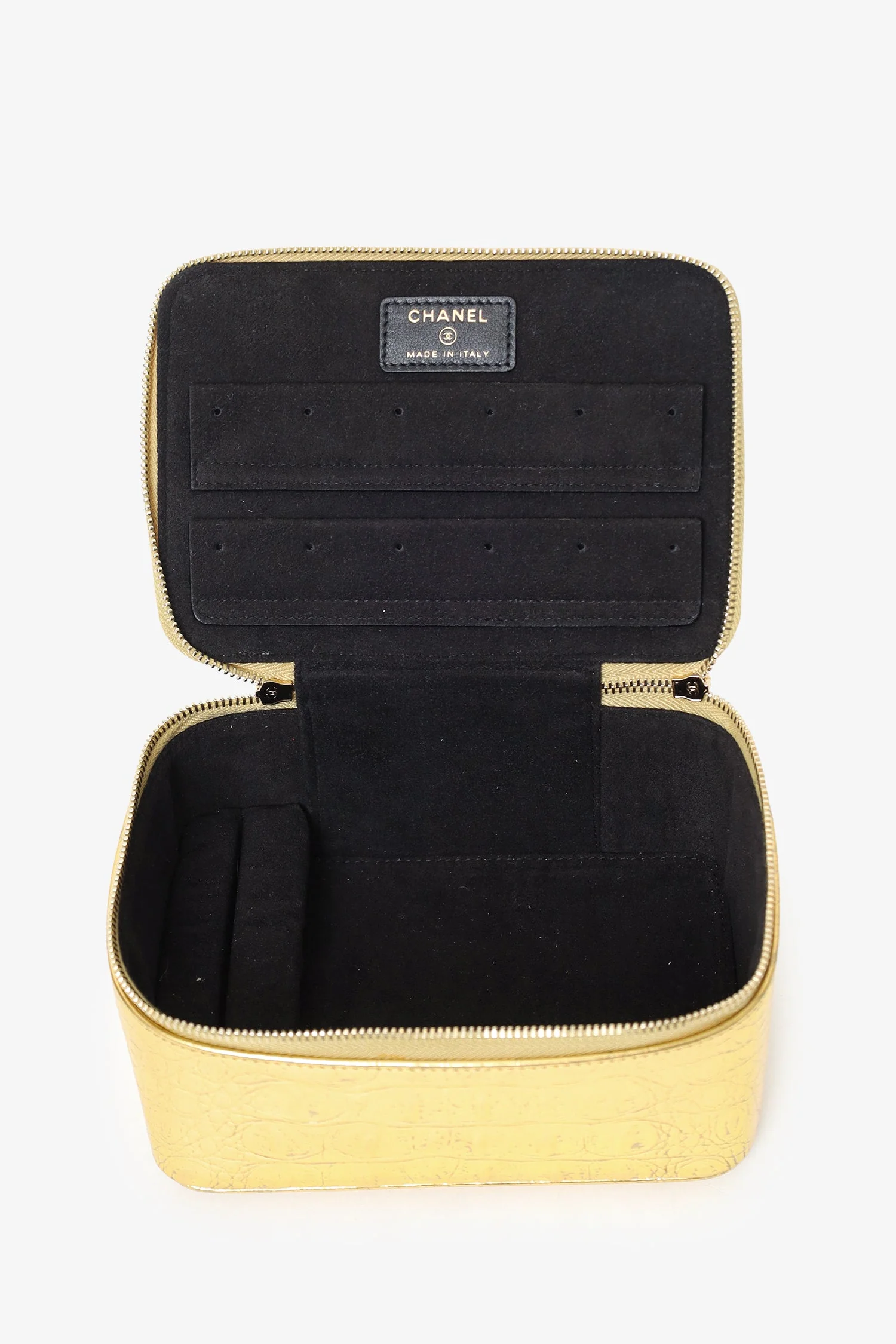 Pre-Loved Chanel™ Gold Metallic Crocodile Embossed Mini Vanity Bag - Image 6