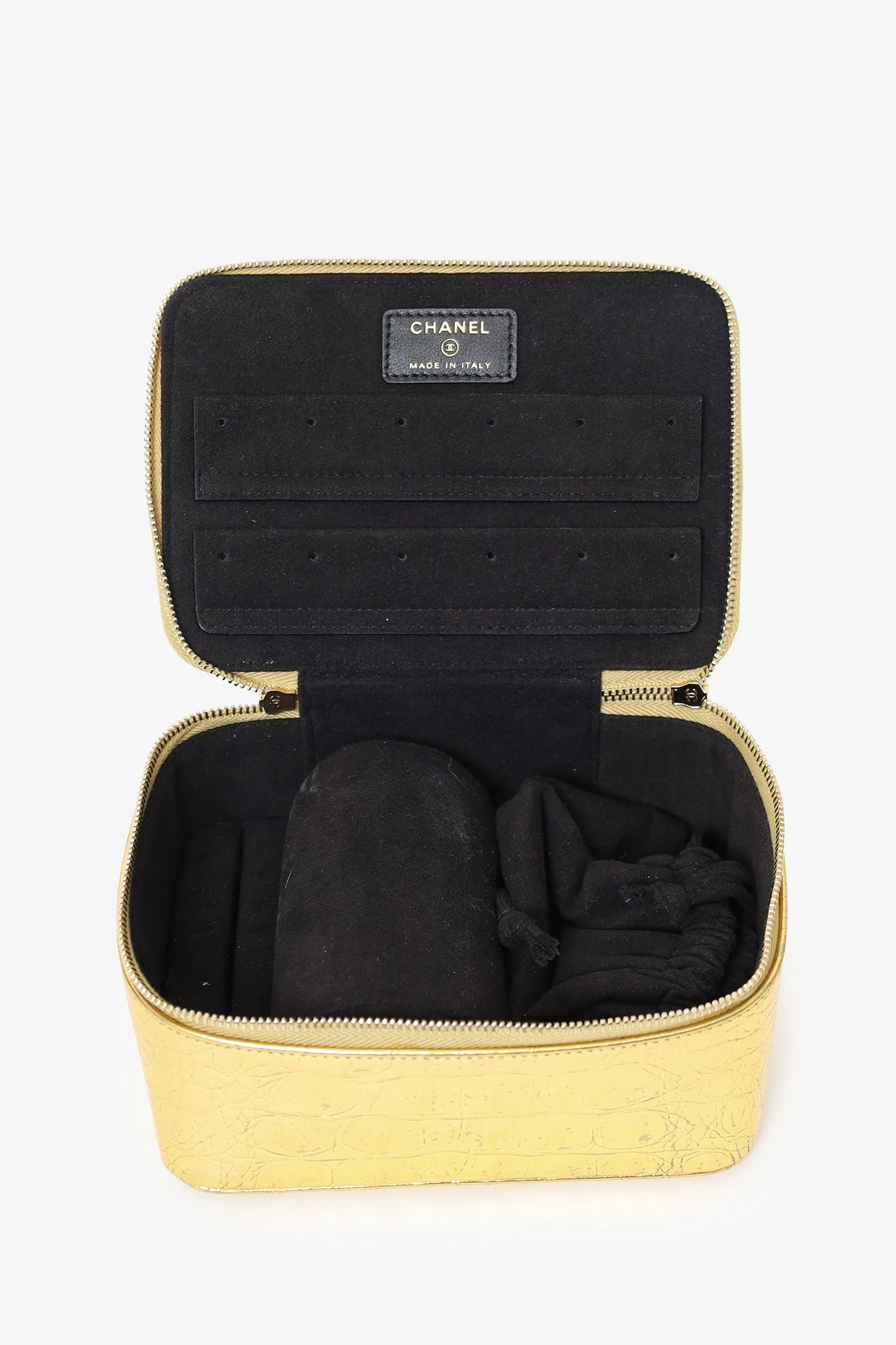 Pre-Loved Chanel™ Gold Metallic Crocodile Embossed Mini Vanity Bag - Image 7