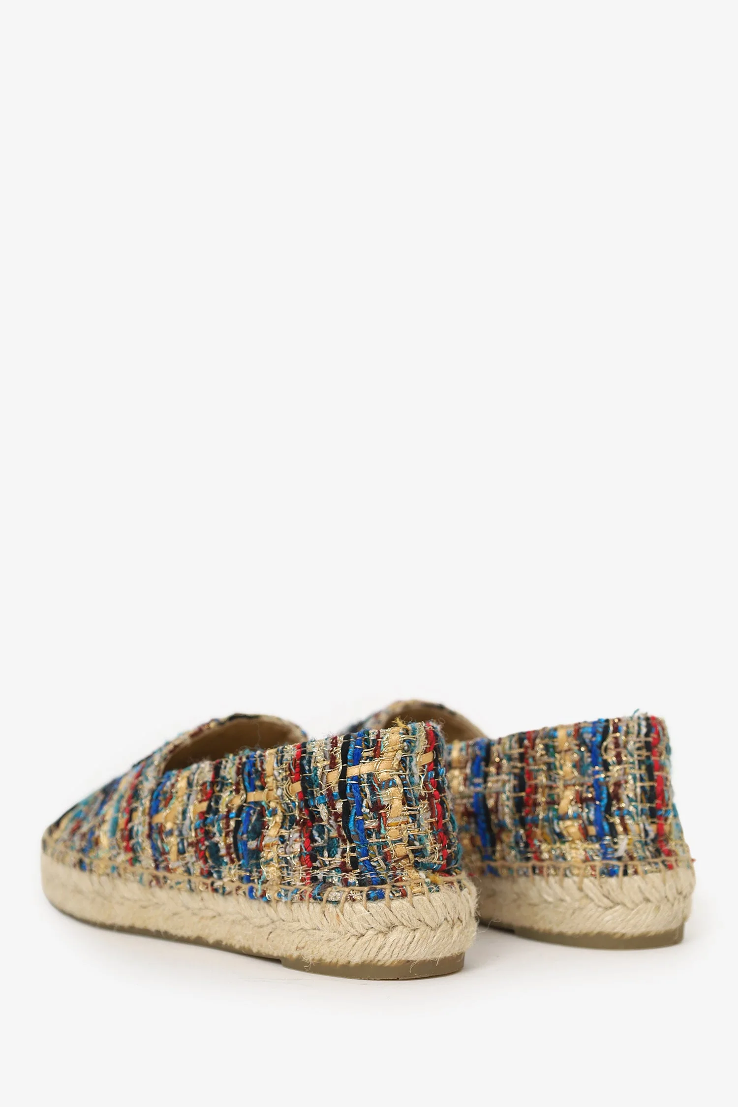 Pre-Loved Chanel™ Gold/Multicolour Metallic Tweed Espadrille Flats Size 36 - Image 4