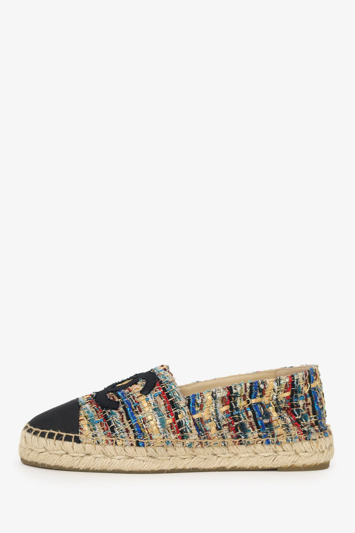 Pre-Loved Chanel™ Gold/Multicolour Metallic Tweed Espadrille Flats Size 36 - Image 5