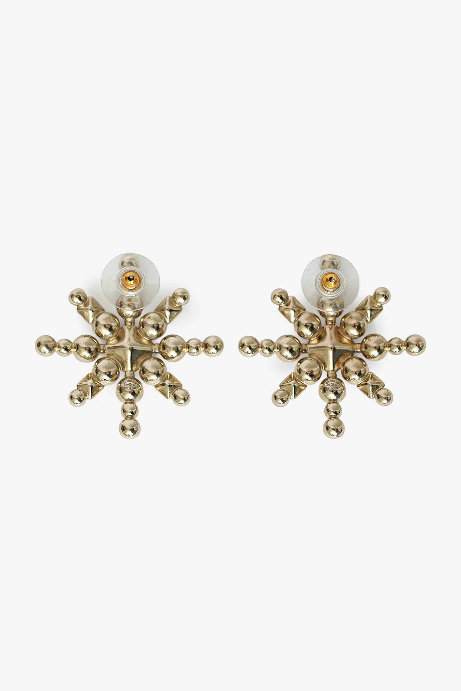 Pre-Loved Chanel™ Gold-tone Black Bead Pearl Crystal CC Star Earrings - Image 3